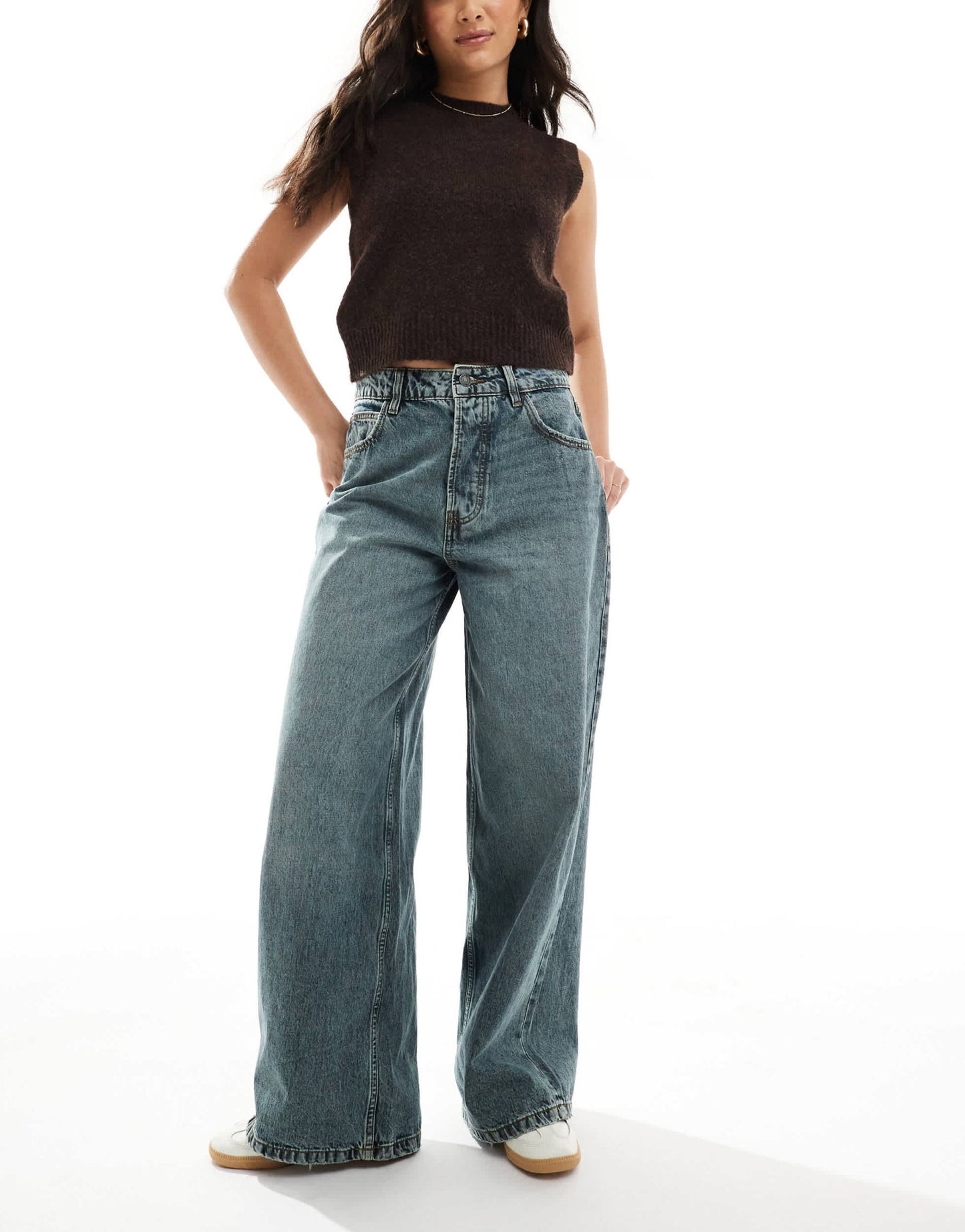 Stradivarius STR baggy jean in dark vintage wash - ASOS Sample Sale