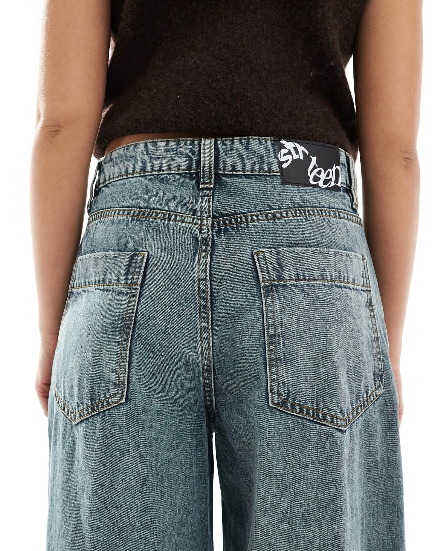 Stradivarius STR baggy jean in dark vintage wash - ASOS Sample Sale
