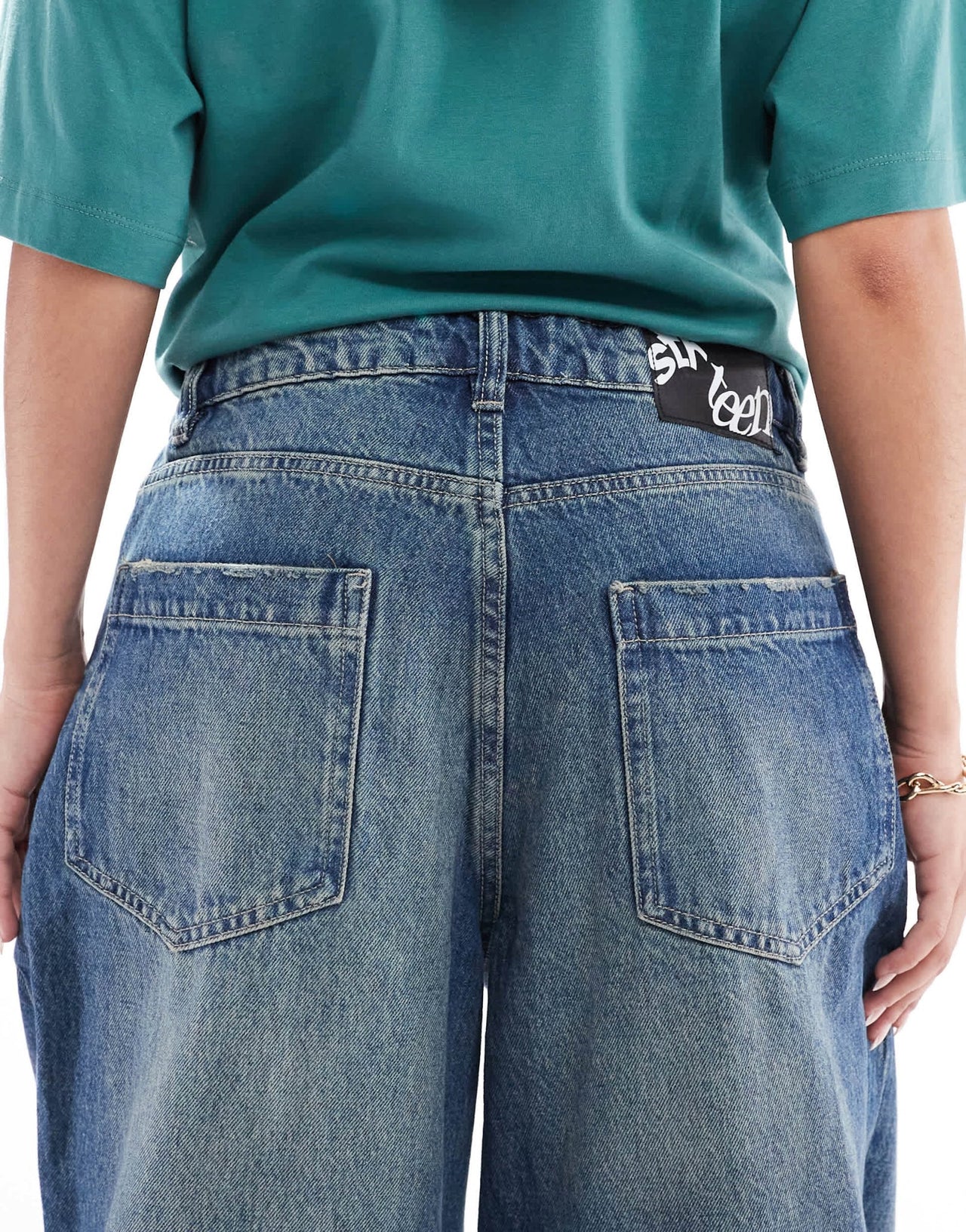 Stradivarius STR baggy jean in dark vintage wash - ASOS Sample Sale