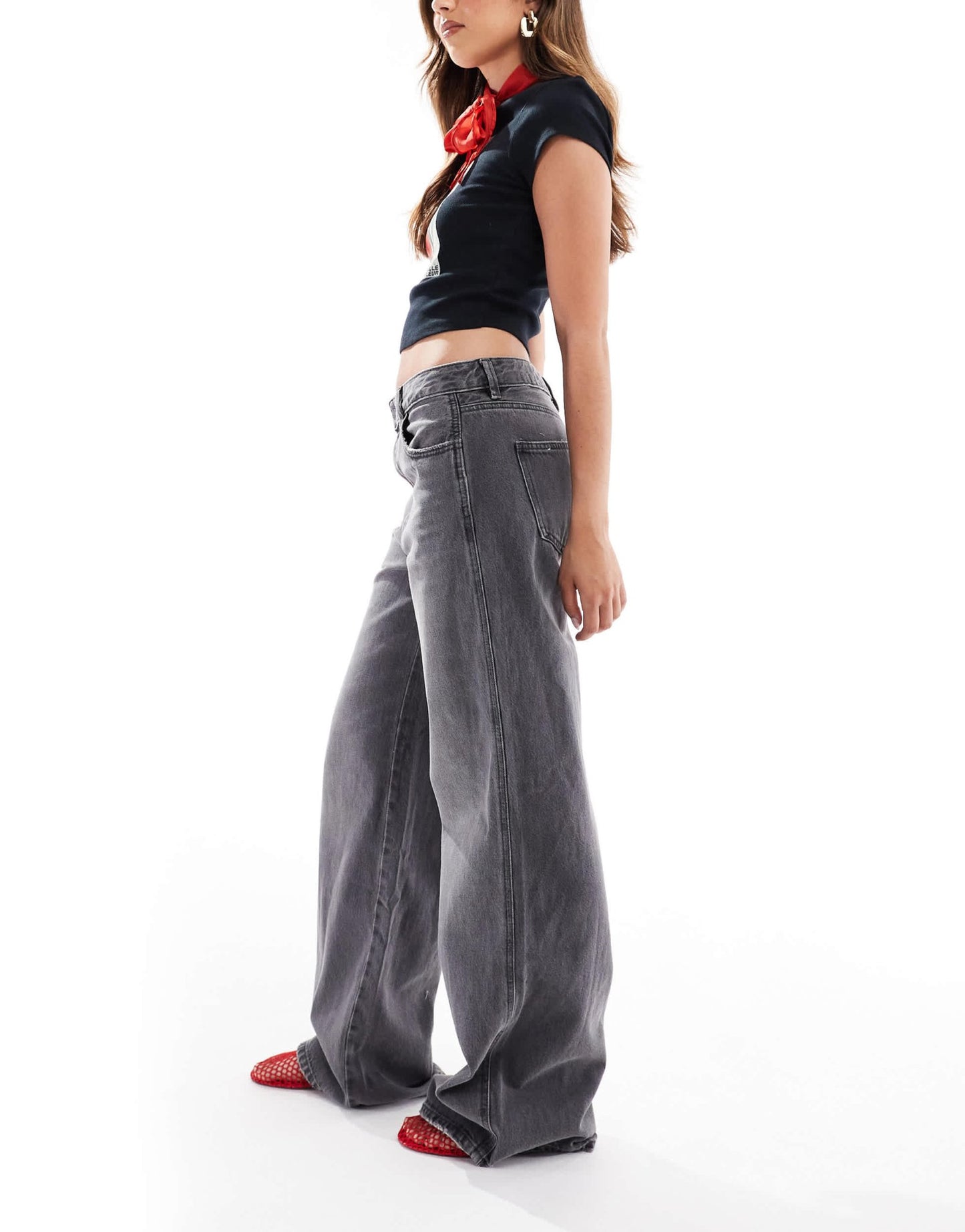 Stradivarius STR baggy low waist jeans in grey wash - ASOS Sample Sale
