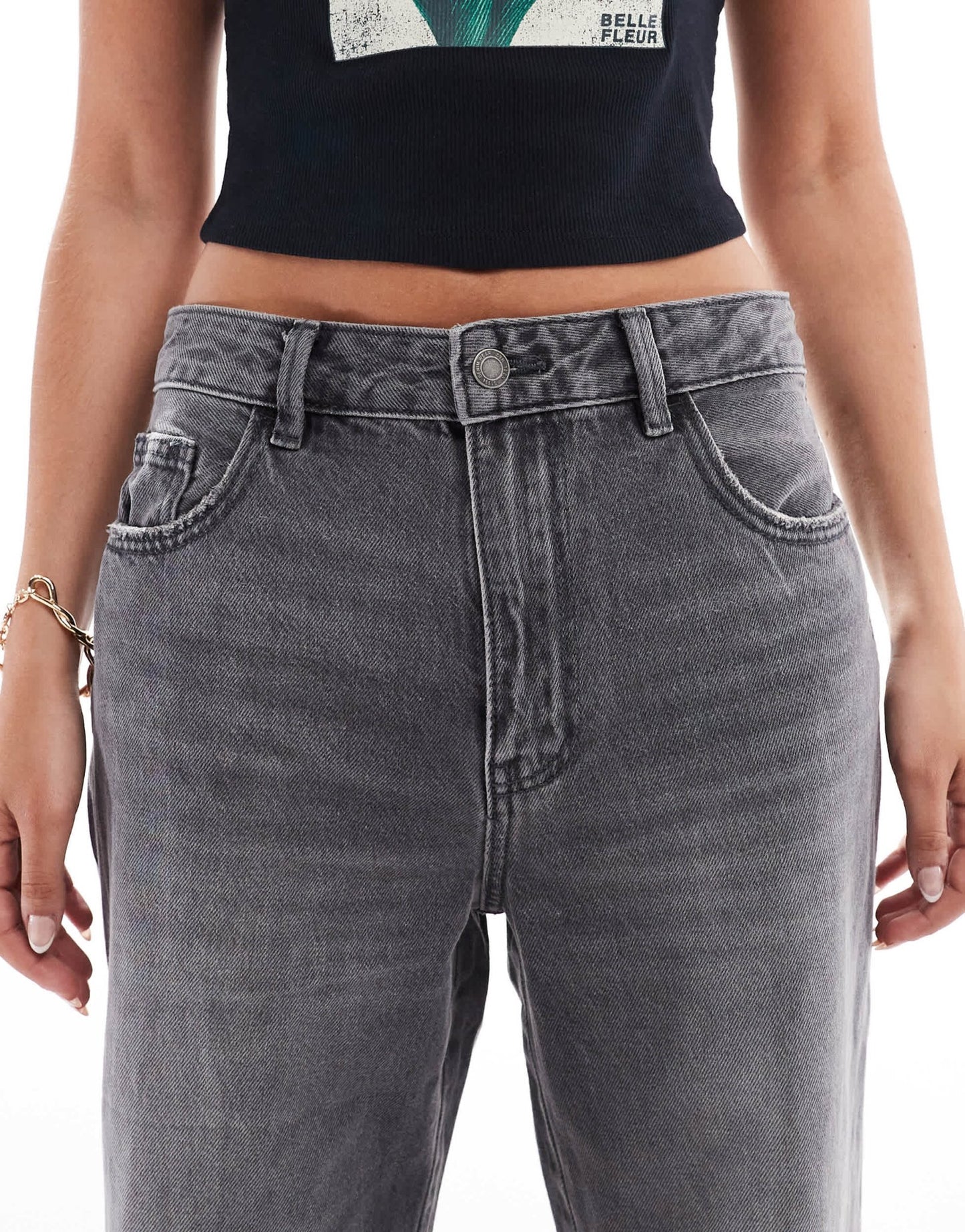 Stradivarius STR baggy low waist jeans in grey wash - ASOS Sample Sale