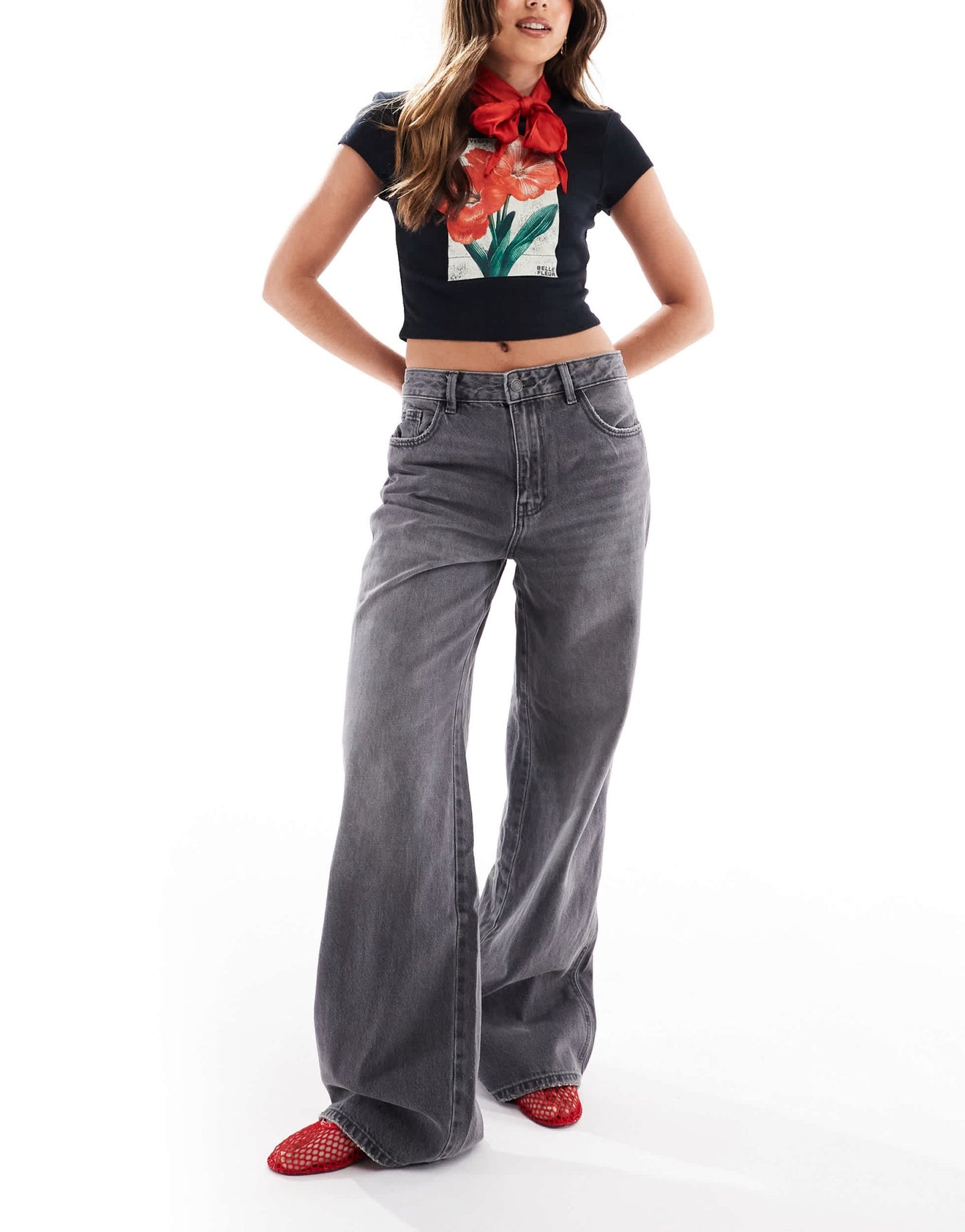 Stradivarius STR baggy low waist jeans in grey wash - ASOS Sample Sale