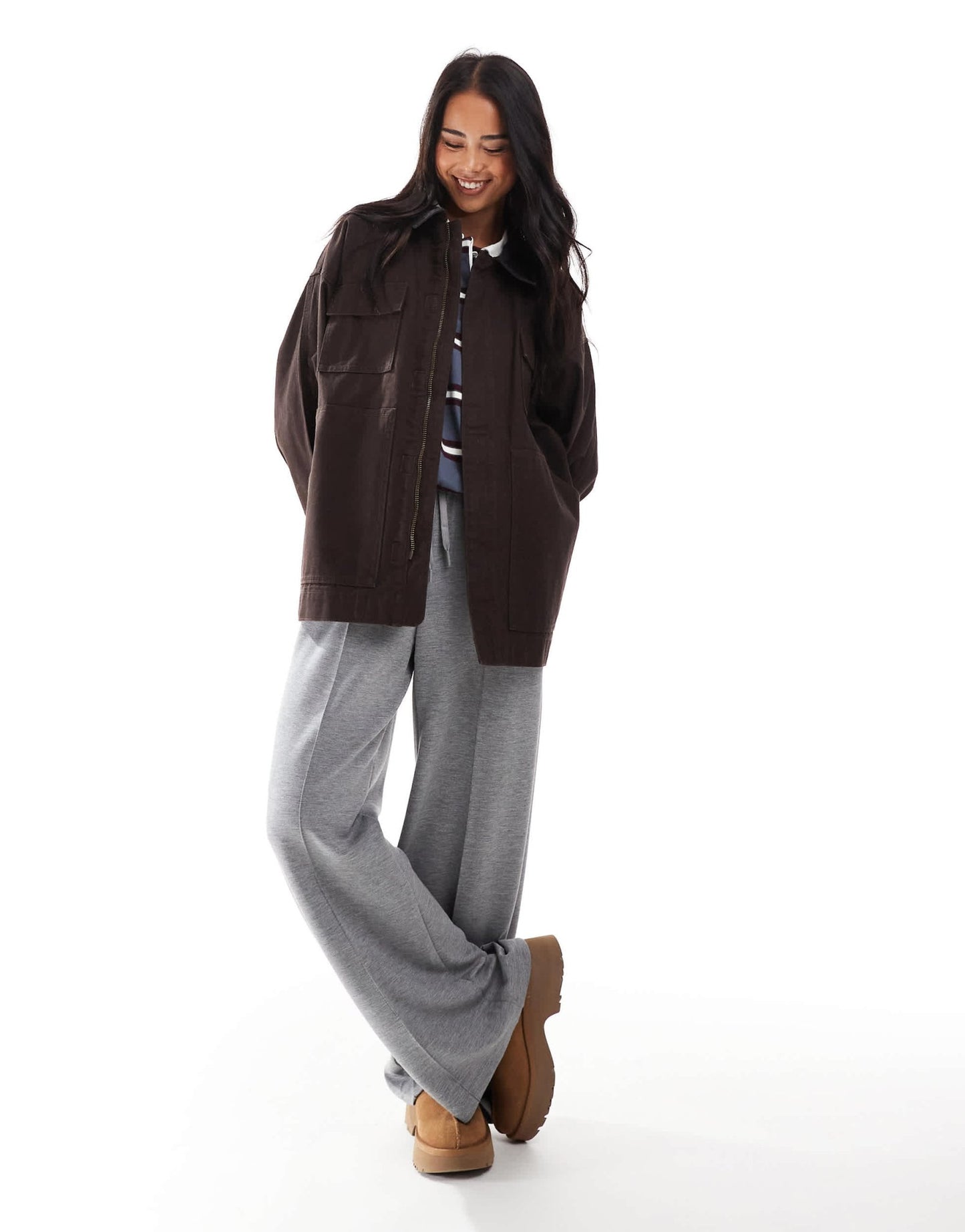 Stradivarius STR barn jacket in brown - ASOS Sample Sale