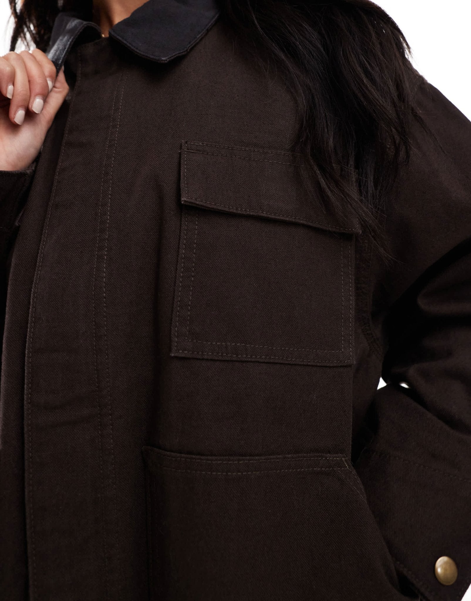 Stradivarius STR barn jacket in brown - ASOS Sample Sale
