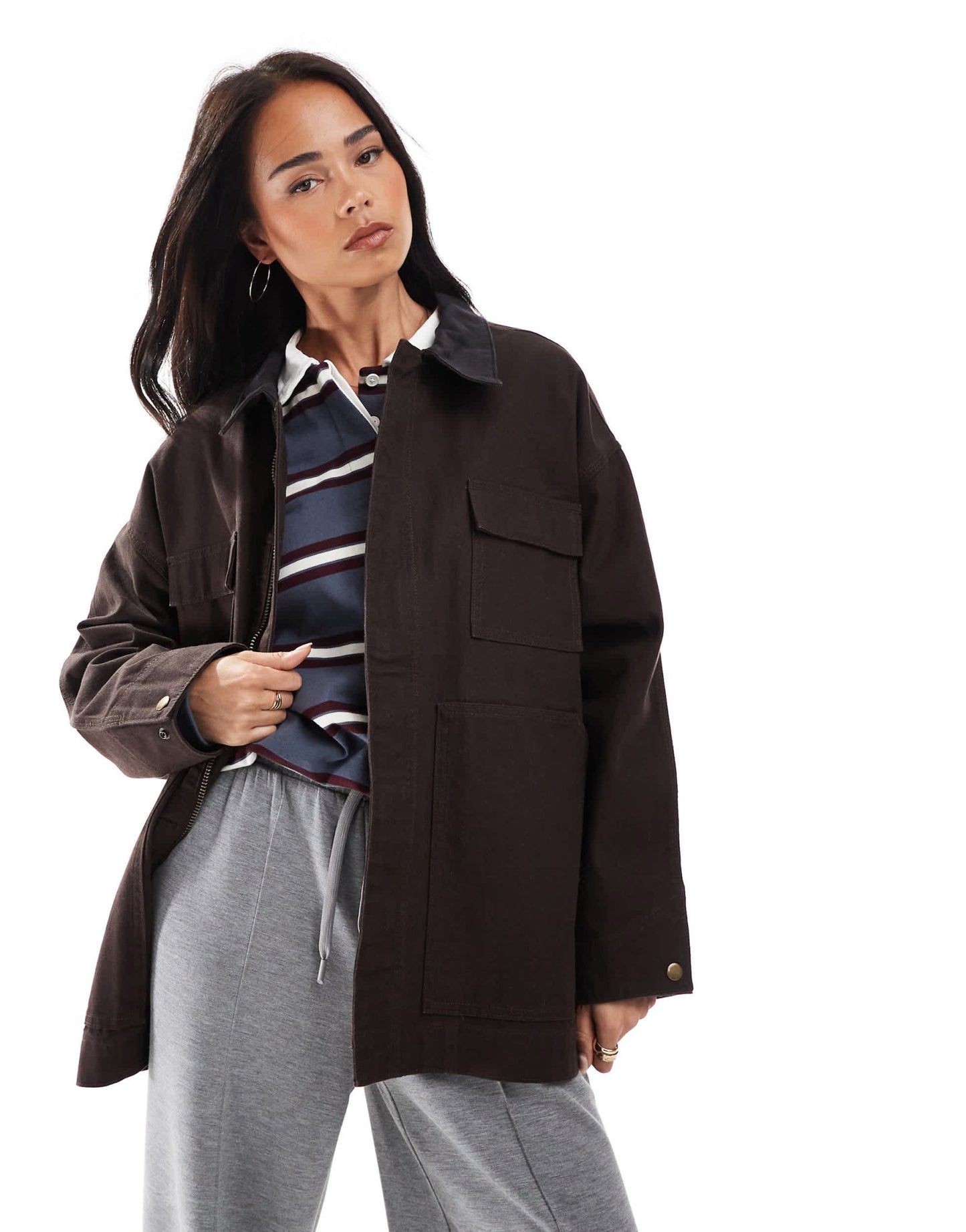 Stradivarius STR barn jacket in brown - ASOS Sample Sale