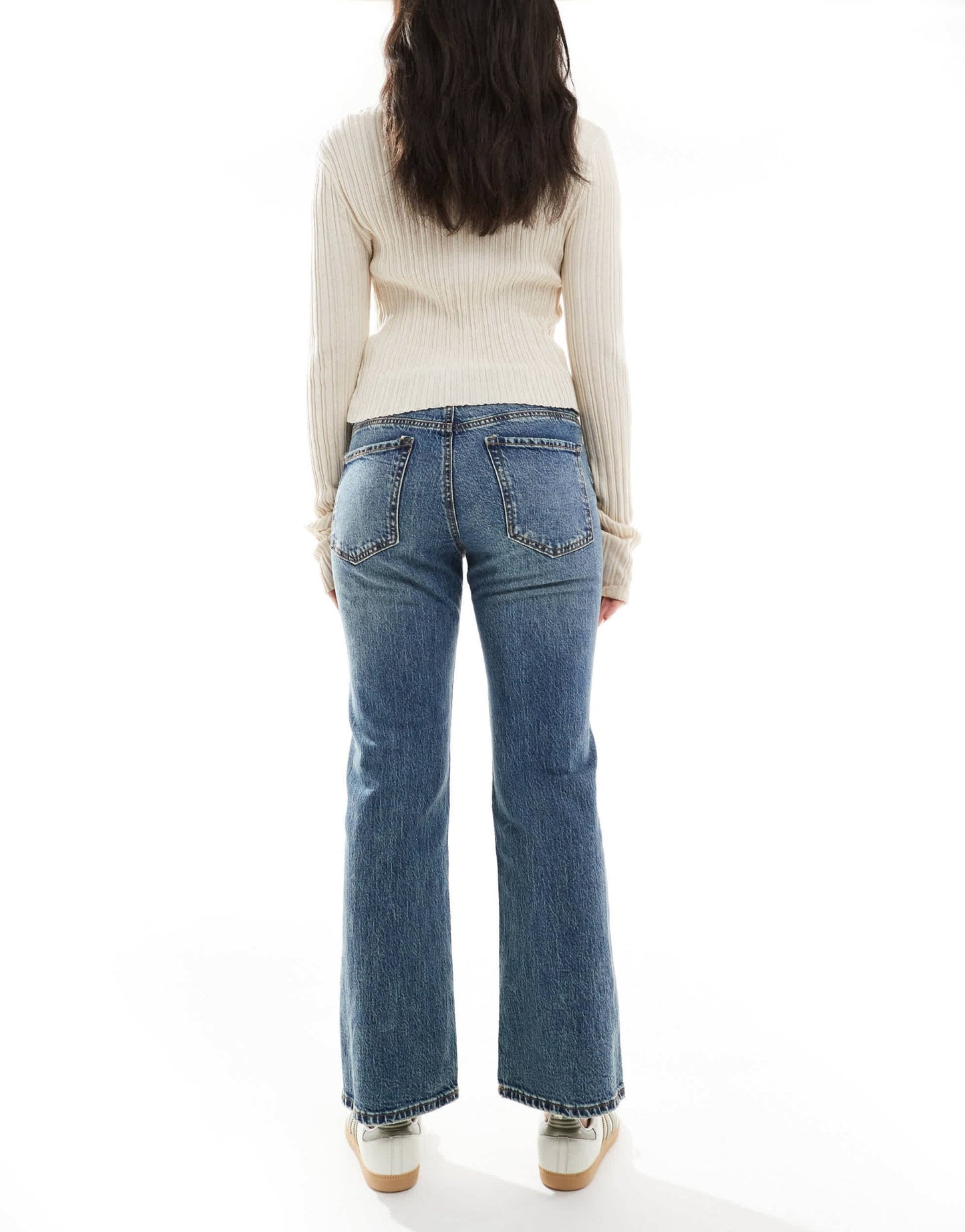 Stradivarius STR flare cropped jean in medium wash - ASOS Sample Sale
