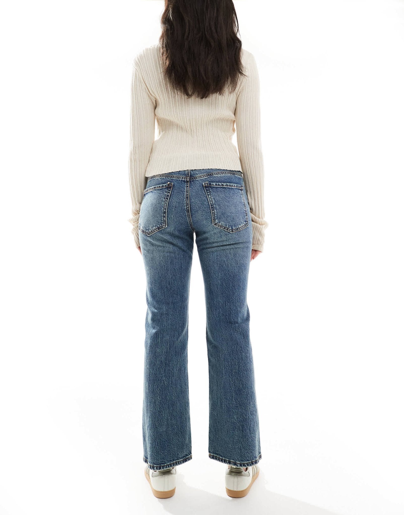 Stradivarius STR flare cropped jean in medium wash - ASOS Sample Sale