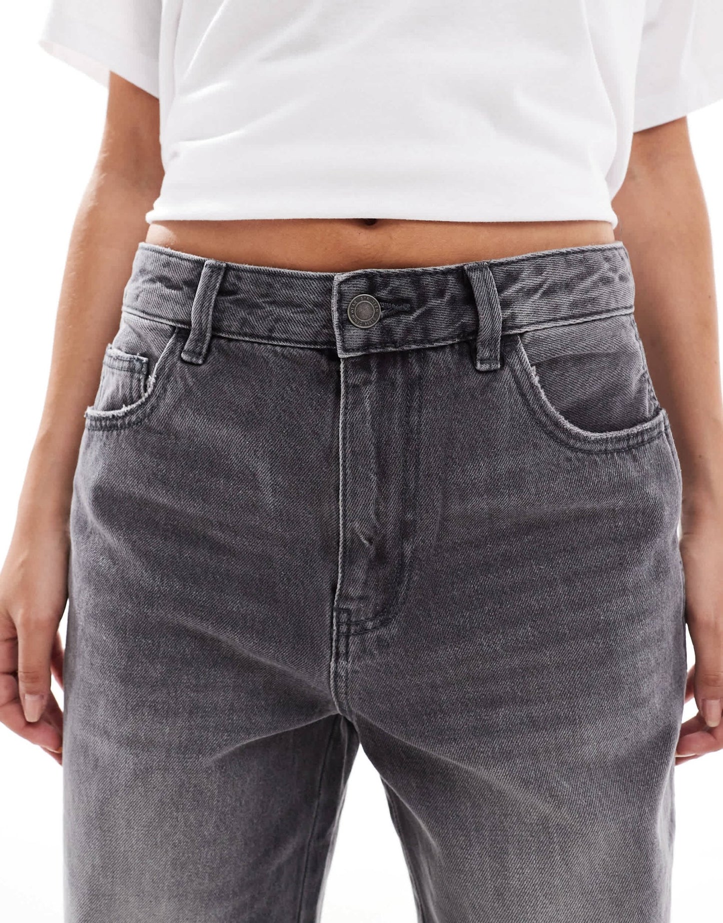 Stradivarius STR low rise baggy jean in washed grey - ASOS Sample Sale