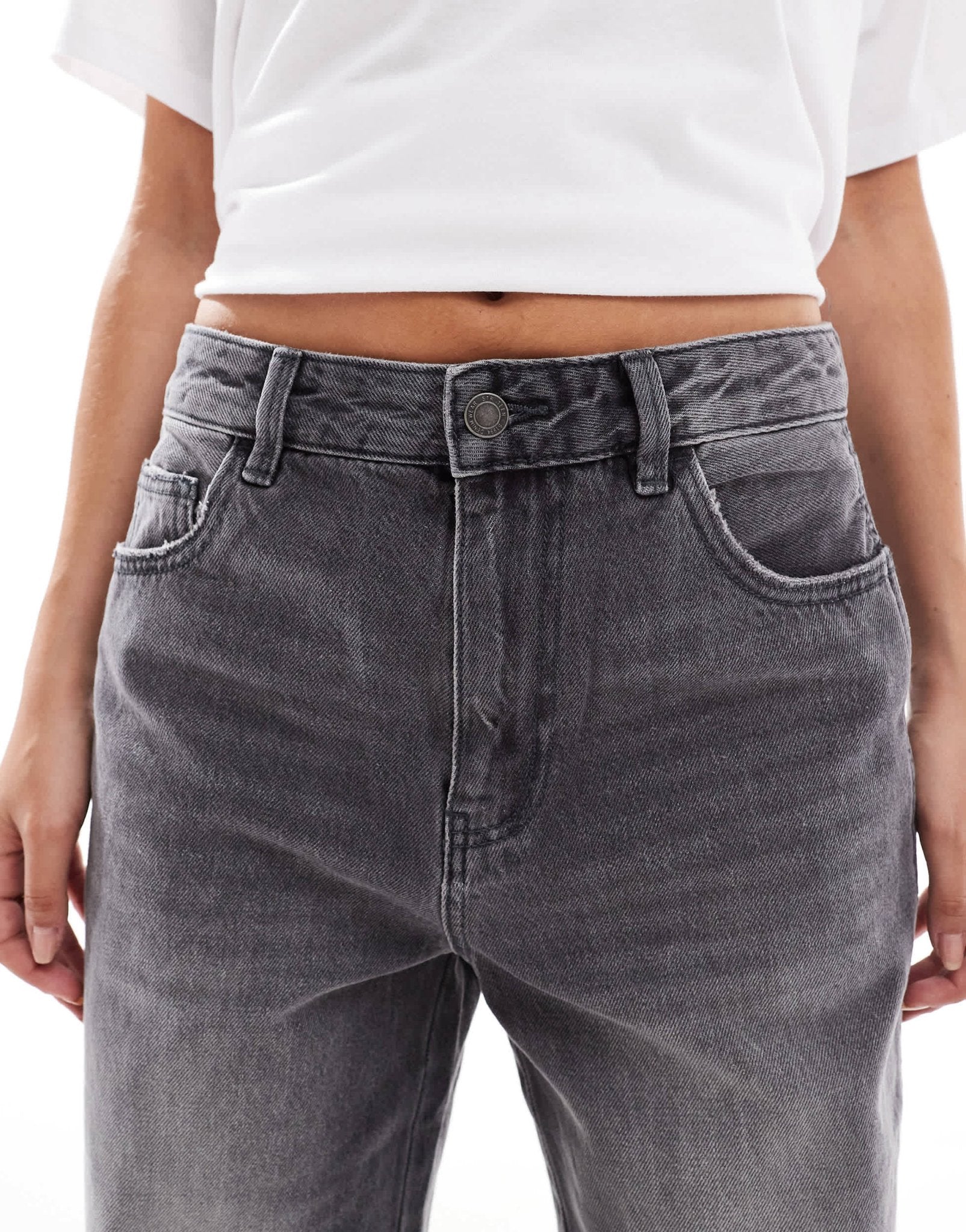 Stradivarius STR low rise baggy jean in washed grey - ASOS Sample Sale