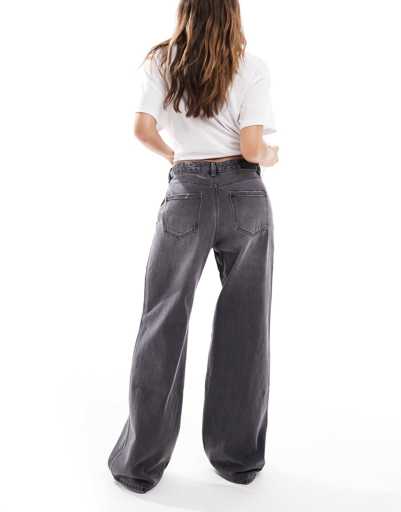 Stradivarius STR low rise baggy jean in washed grey - ASOS Sample Sale
