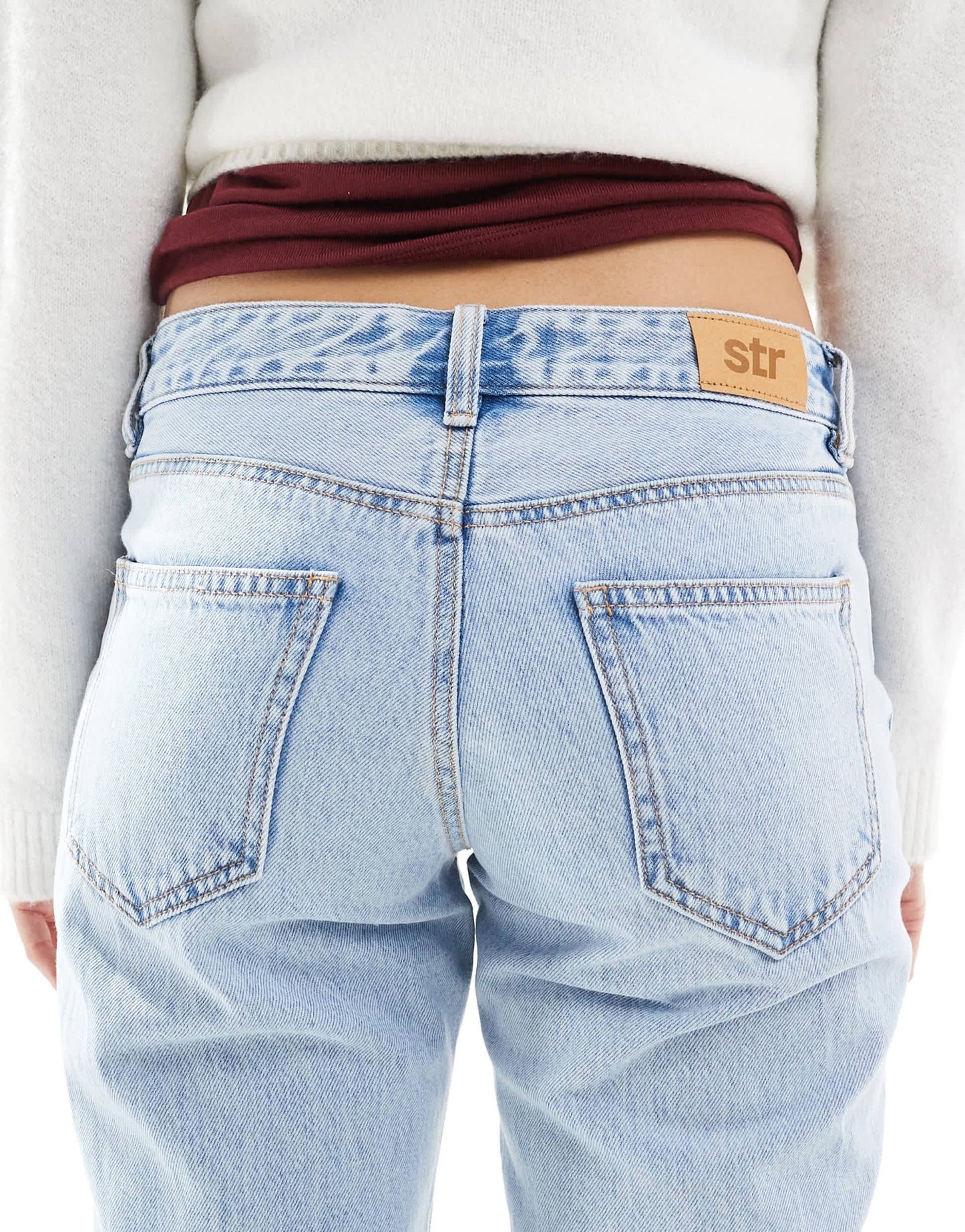 Stradivarius STR low waist straight jean in light wash - ASOS Sample Sale