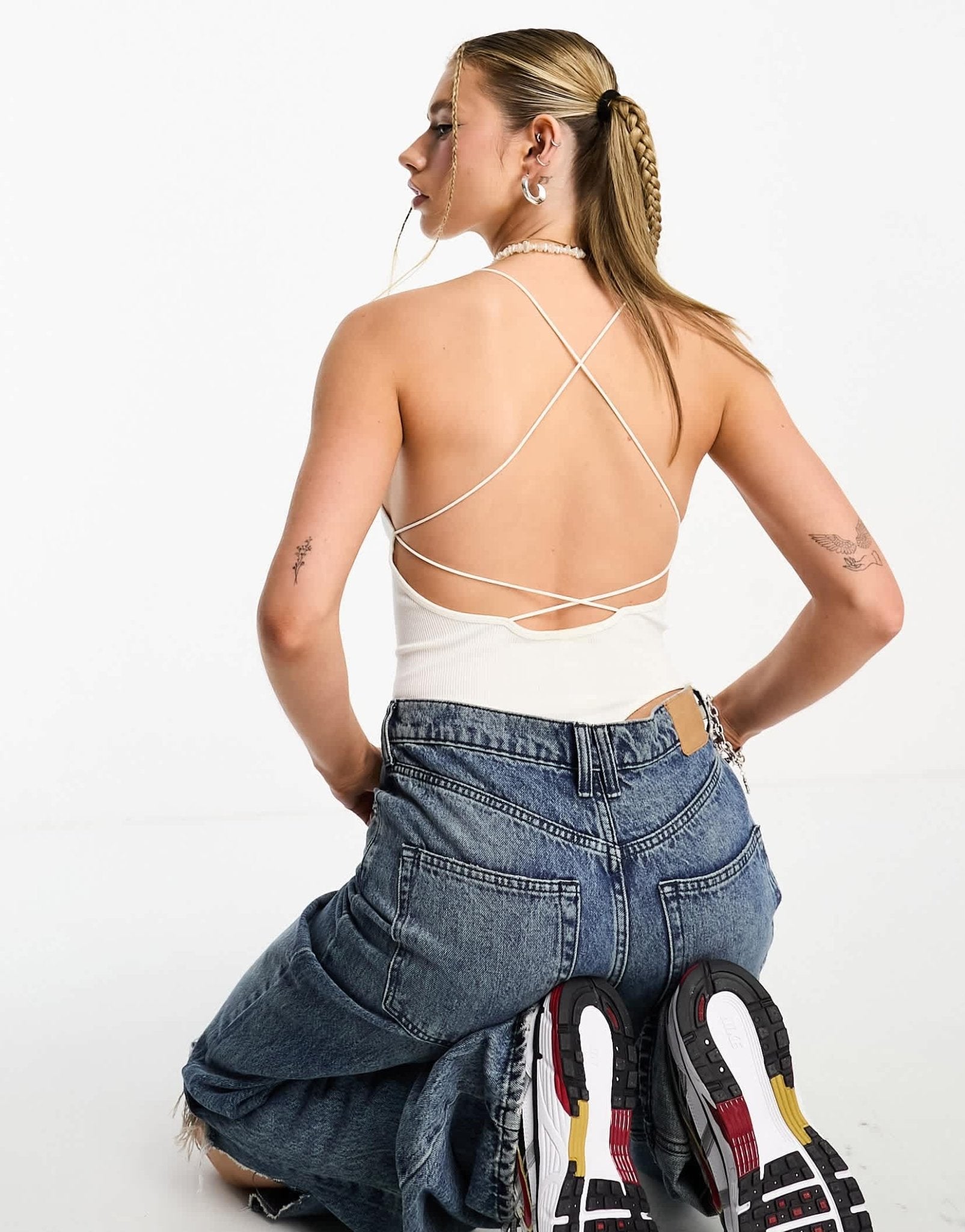 Stradivarius STR seamless rib halter body in white - ASOS Sample Sale