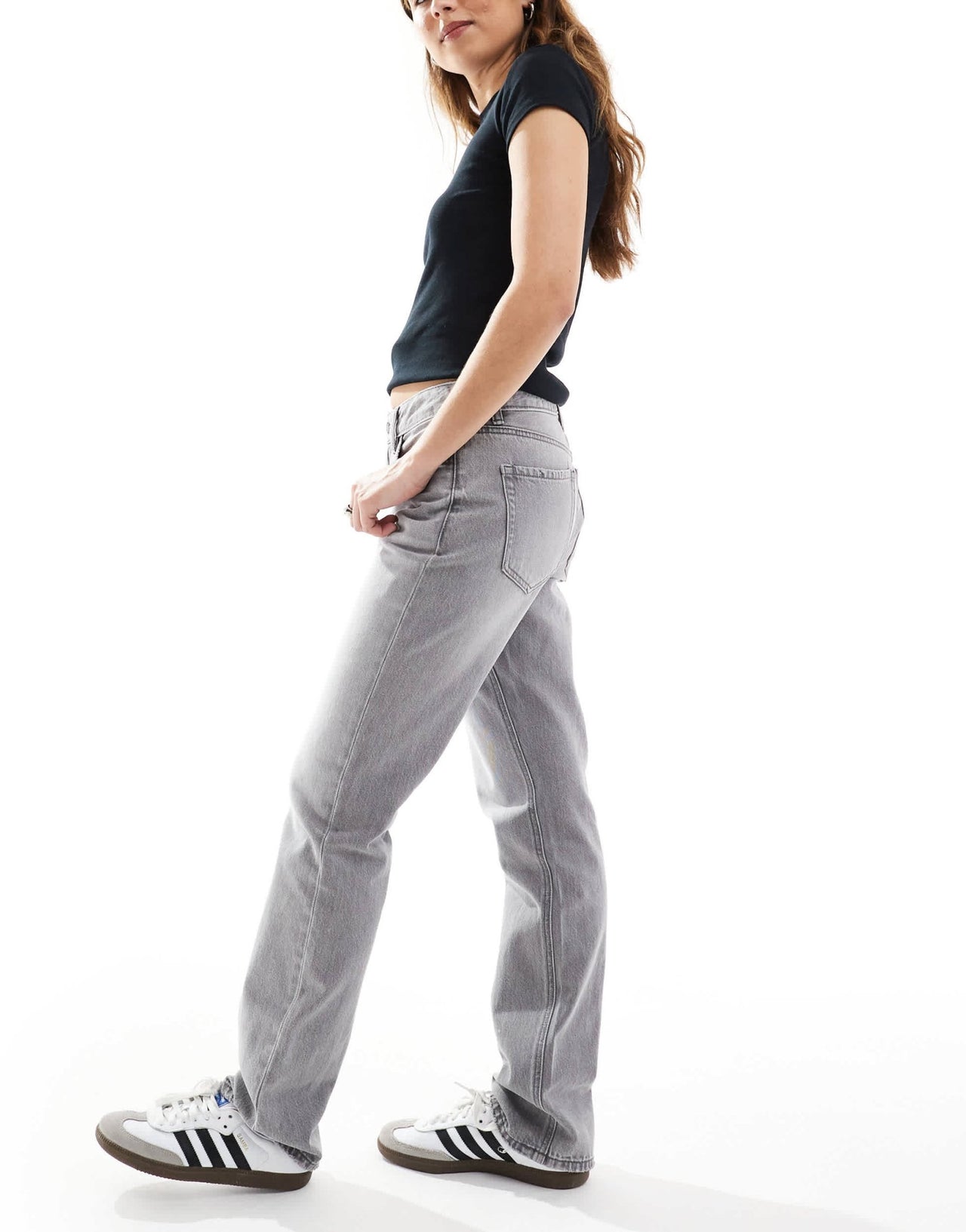 Stradivarius STR straight jeans in dark grey - ASOS Sample Sale