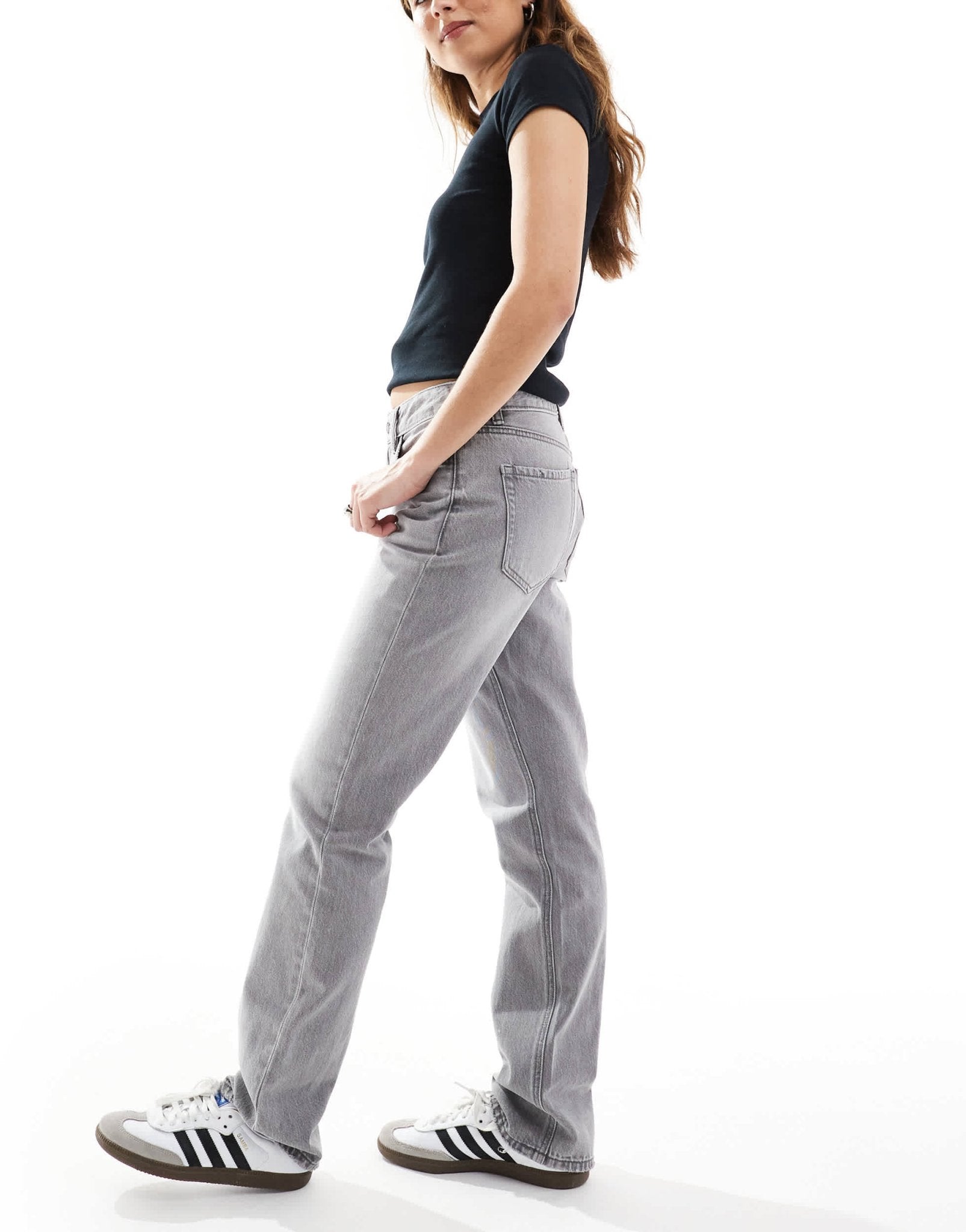 Stradivarius STR straight jeans in dark grey - ASOS Sample Sale