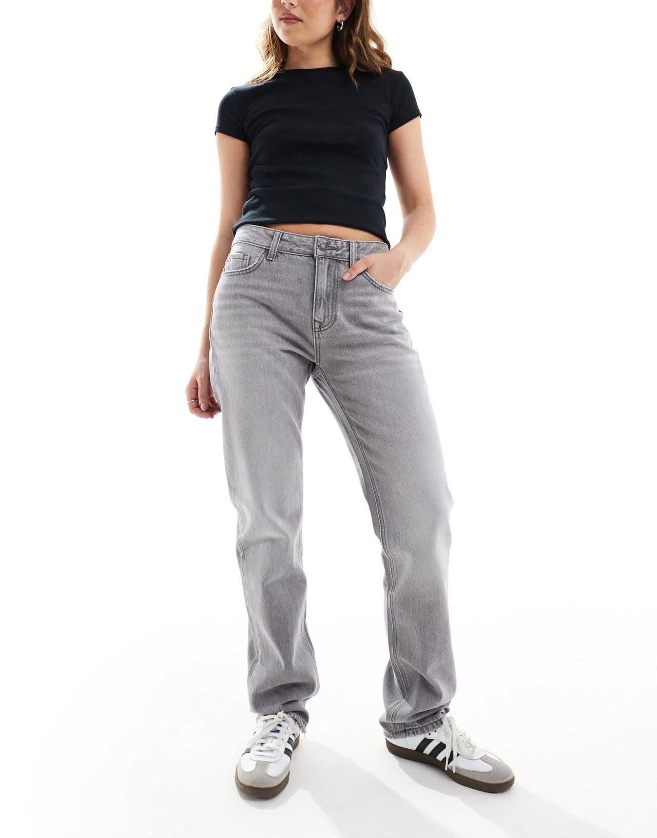 Stradivarius STR straight jeans in dark grey - ASOS Sample Sale