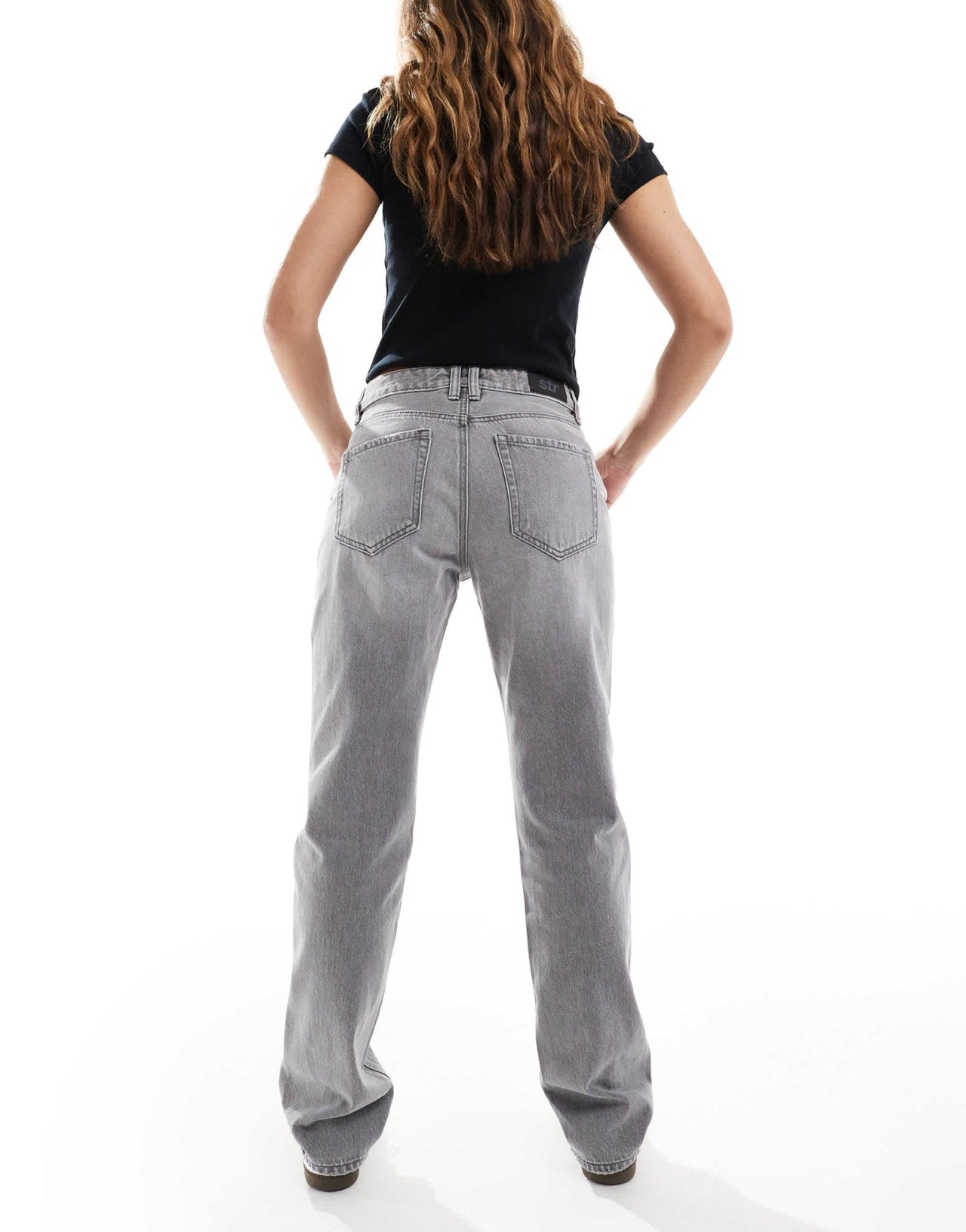 Stradivarius STR straight jeans in dark grey - ASOS Sample Sale