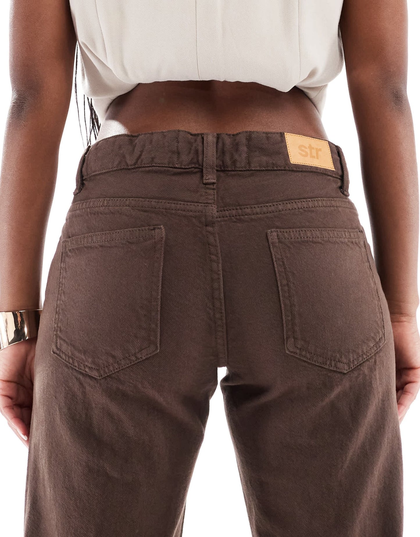 Stradivarius STR straight leg jean in brown - ASOS Sample Sale