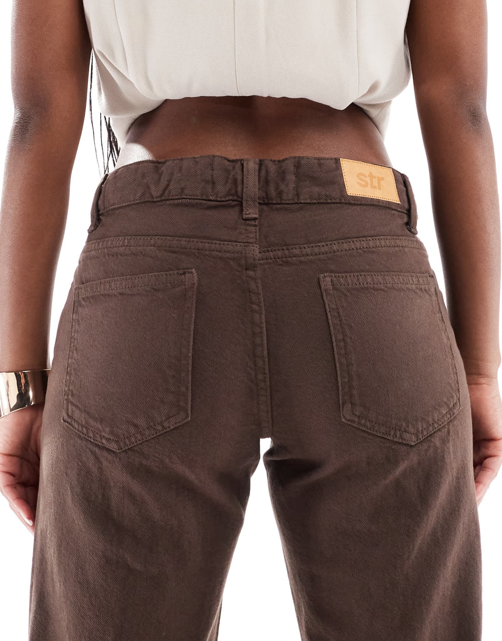 Stradivarius STR straight leg jean in brown - ASOS Sample Sale