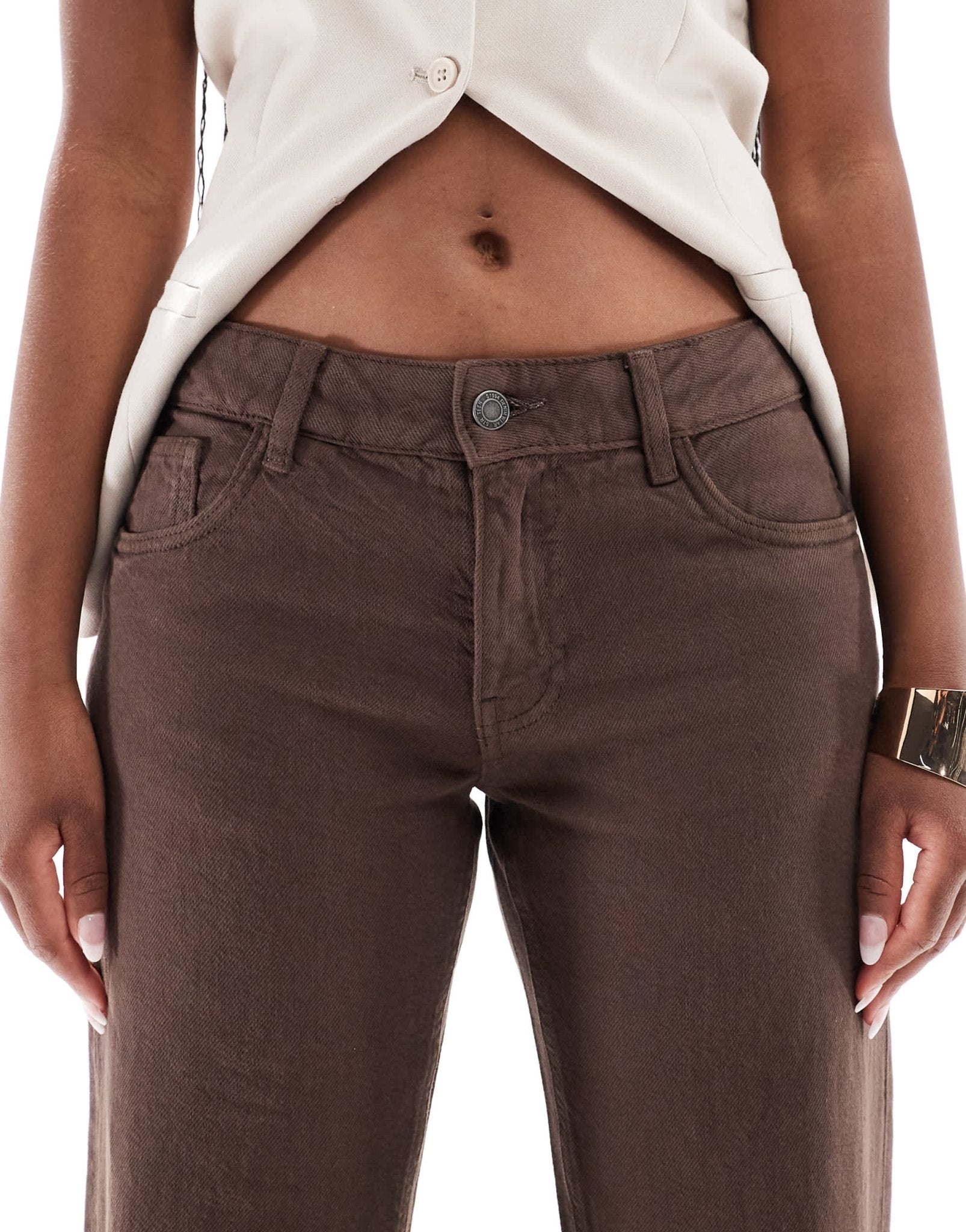 Stradivarius STR straight leg jean in brown - ASOS Sample Sale
