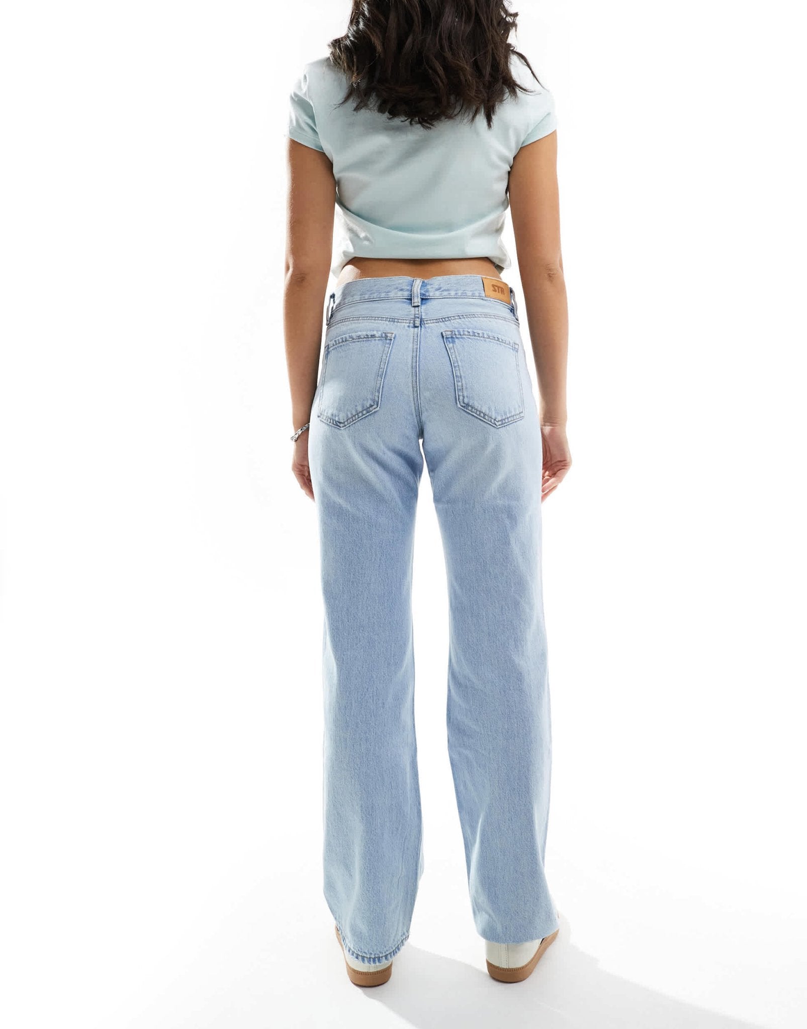 Stradivarius STR straight leg jean in light wash blue - ASOS Sample Sale