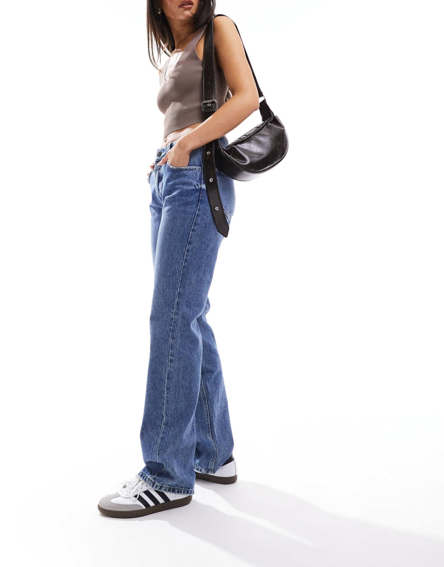Stradivarius STR straight leg jean in medium blue - ASOS Sample Sale