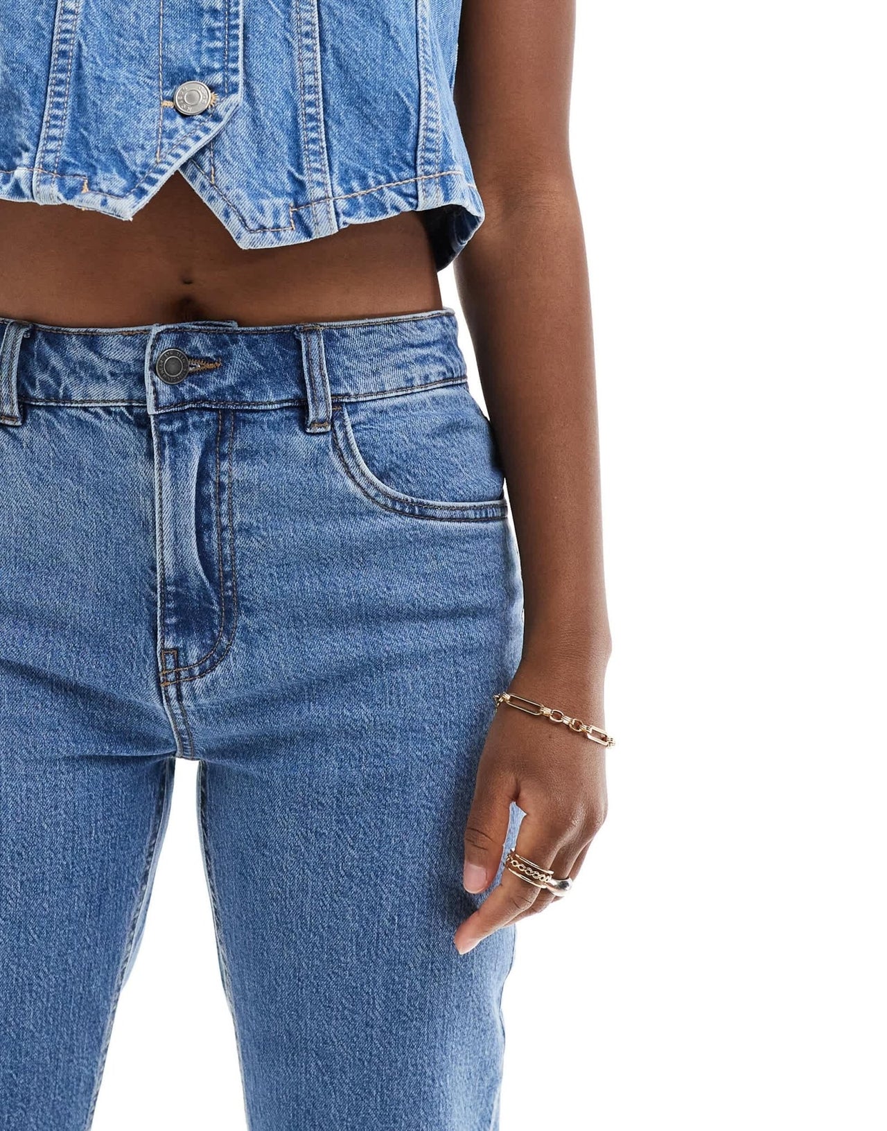 Stradivarius STR straight leg slouchy jean in medium blue - ASOS Sample Sale