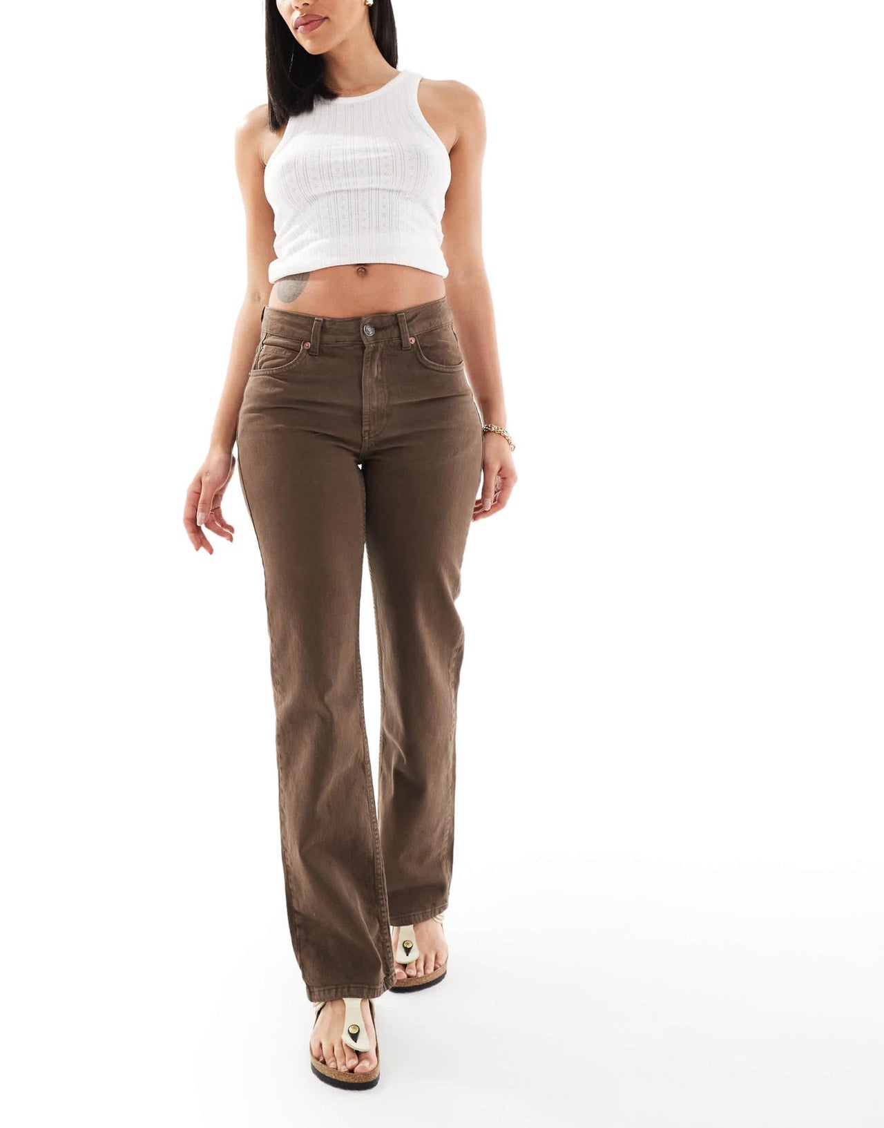 Stradivarius straight leg jean in brown - ASOS Sample Sale