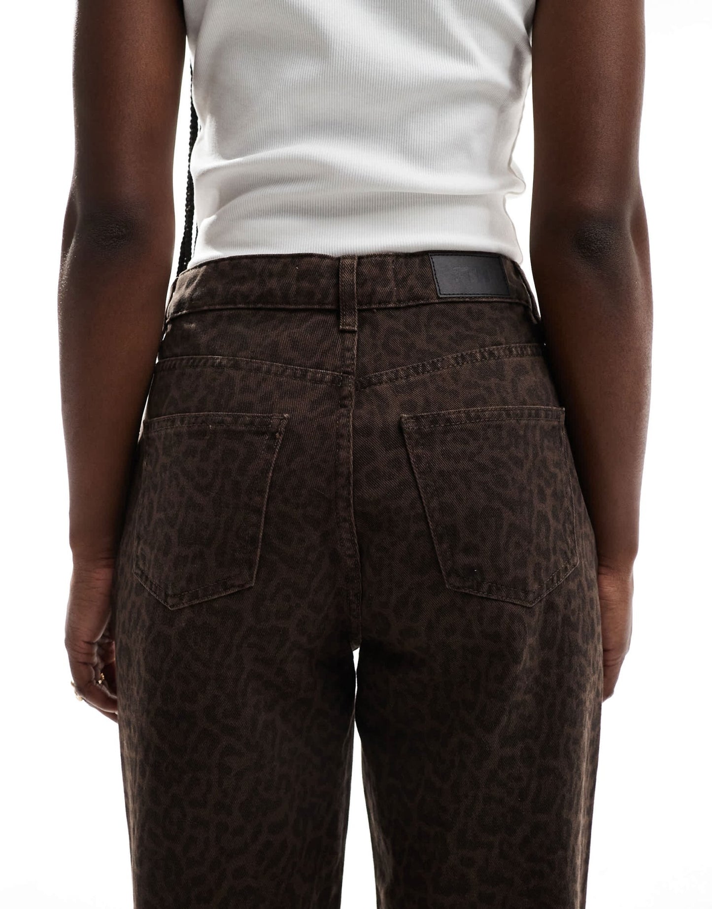 Stradivarius straight leg jean in dark wash leopard - ASOS Sample Sale