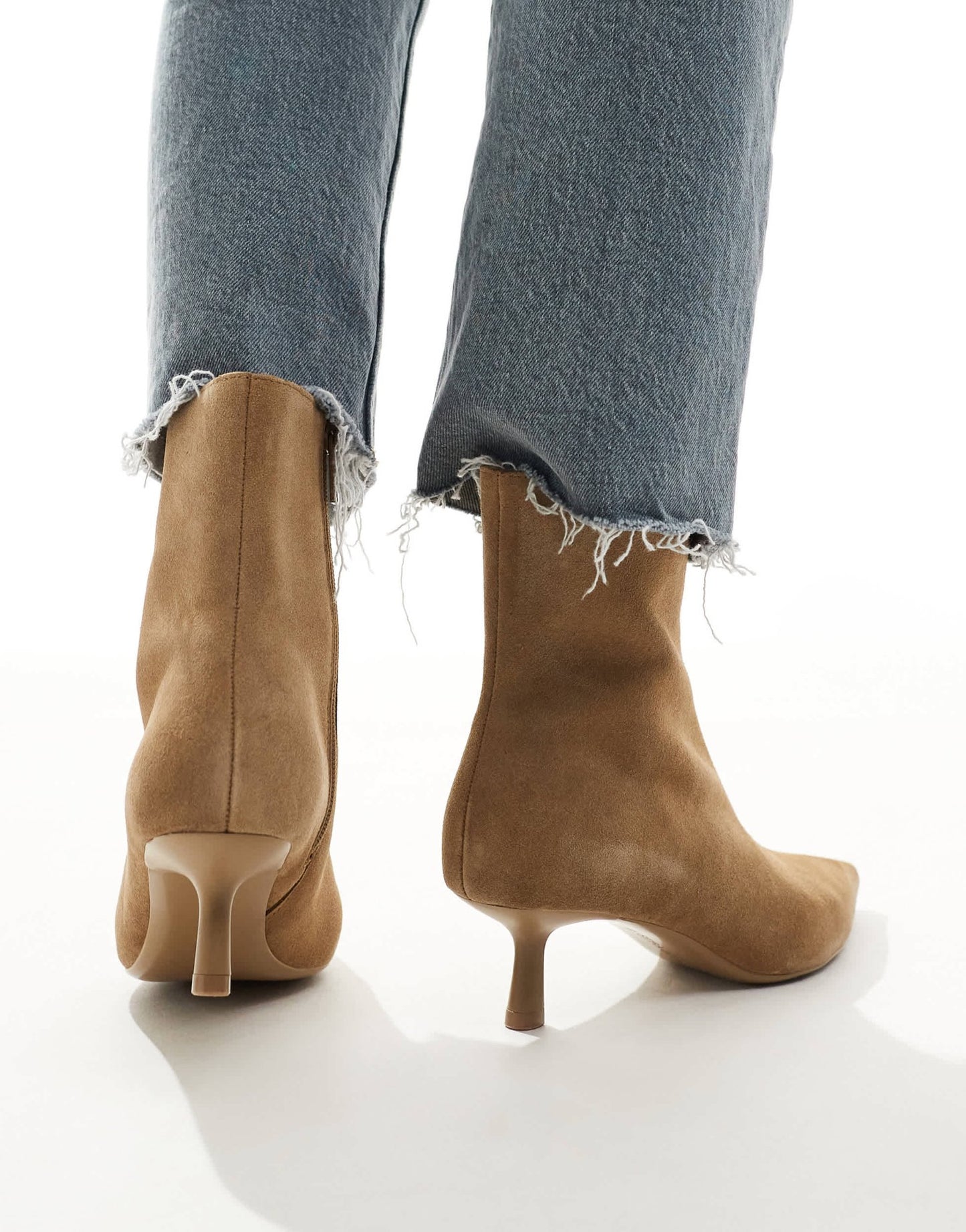 Stradivarius suede leather heeled boot in tan - ASOS Sample Sale