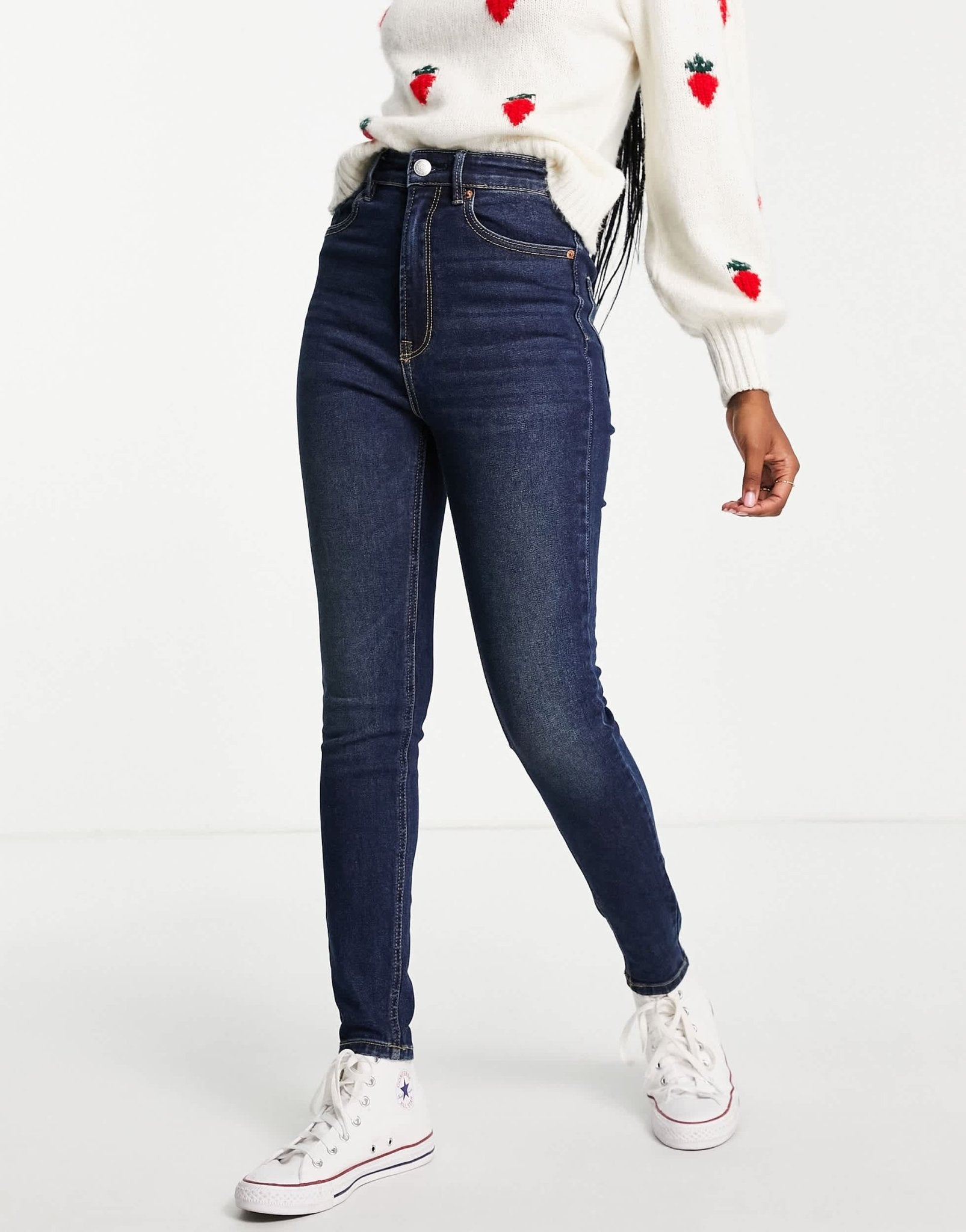 Stradivarius super high waist skinny jean in dark wash - ASOS Sample Sale