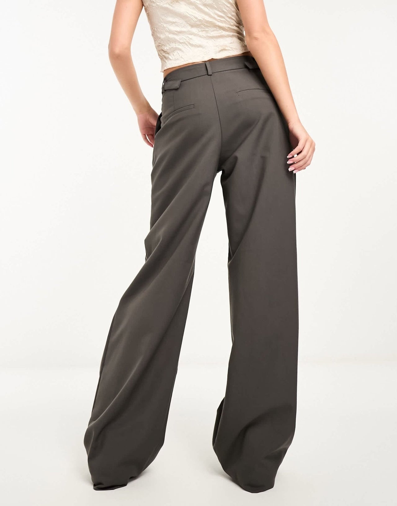 Stradivarius tailored adjustable waist trouser in grey - ASOS Sample Sale