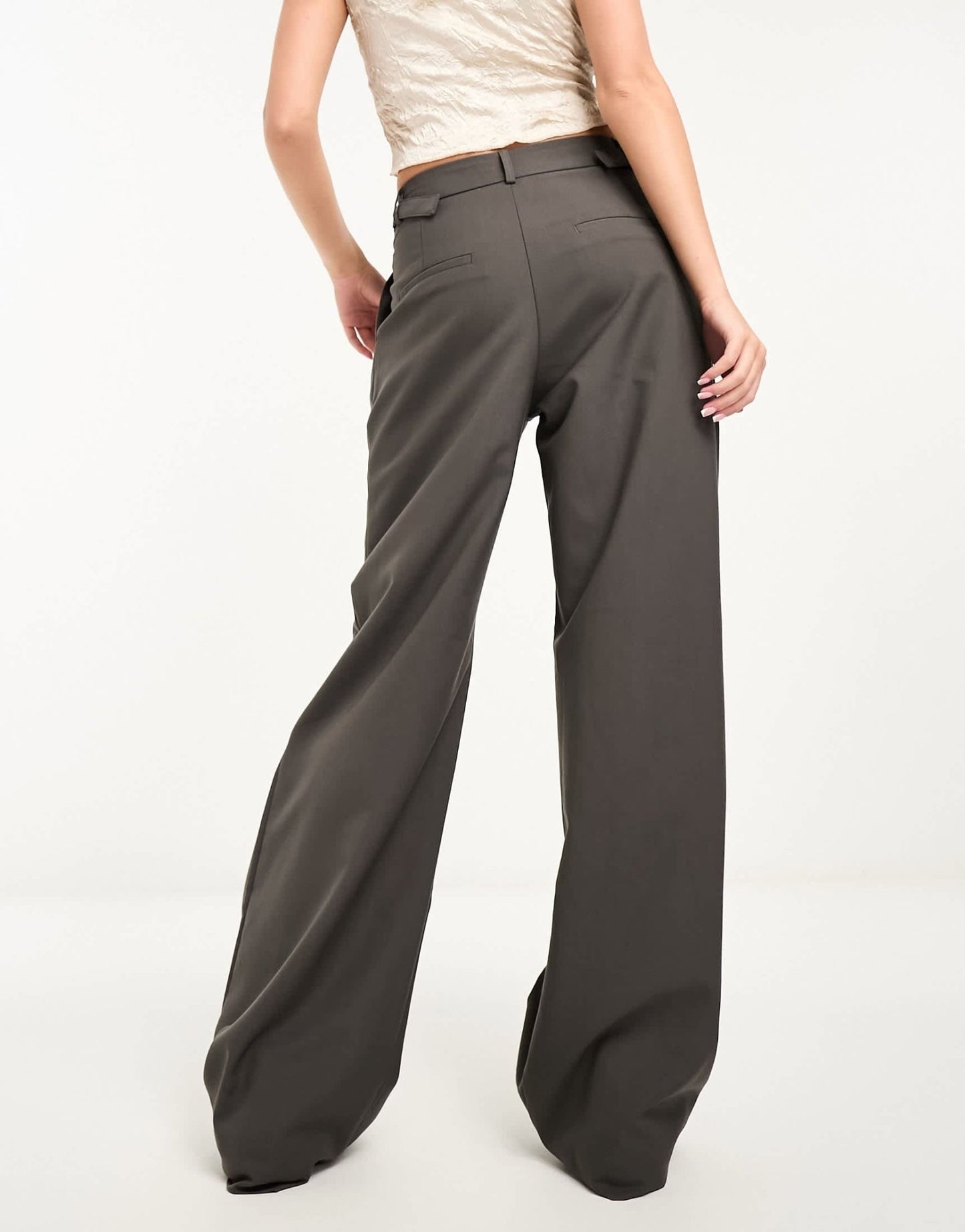 Stradivarius tailored adjustable waist trouser in grey - ASOS Sample Sale