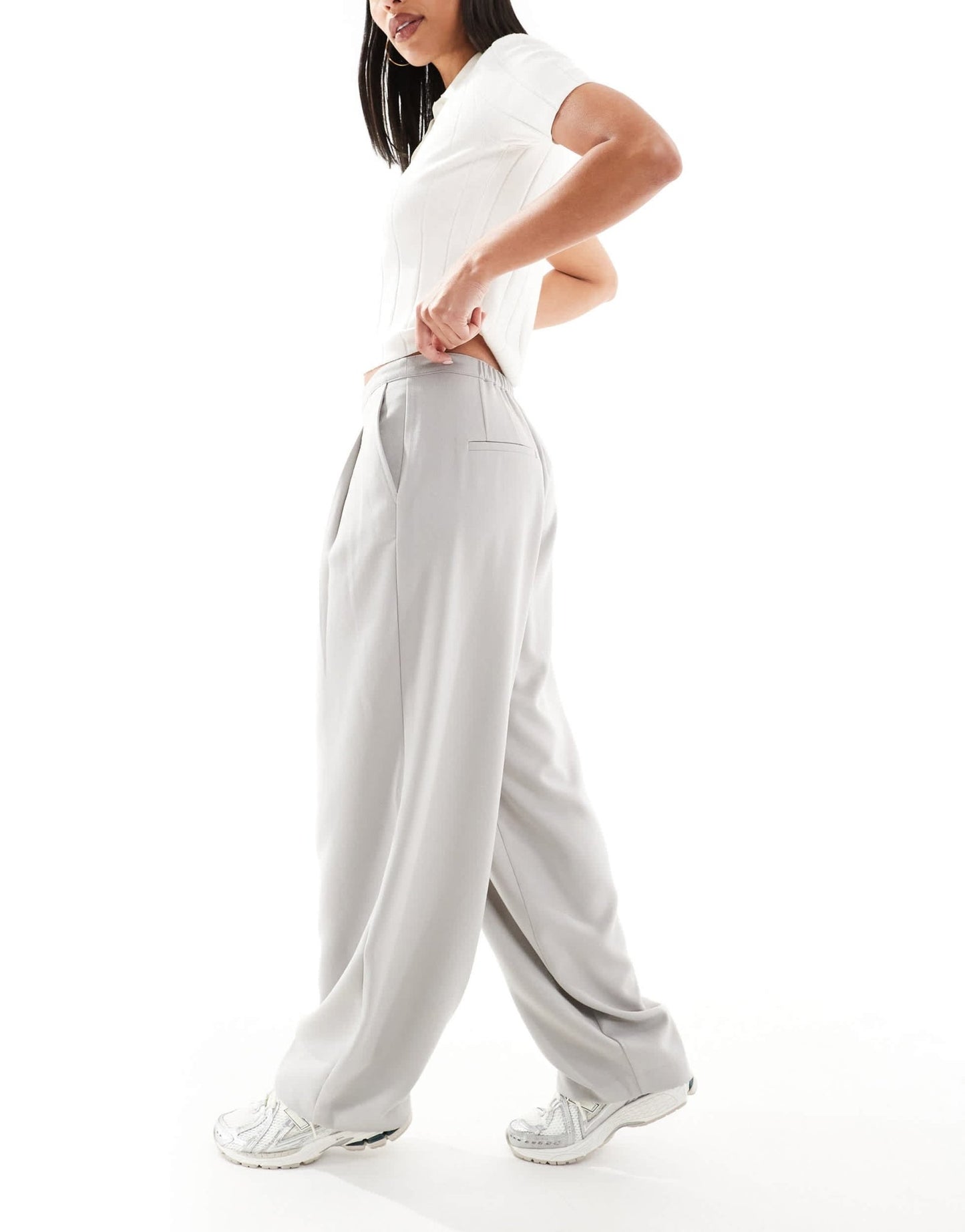 Stradivarius tailored balloon leg trouser in grey - ASOS Sample Sale