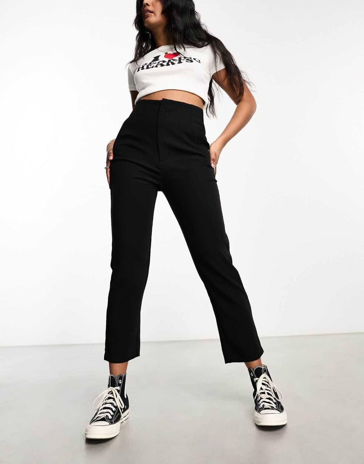 Stradivarius tailored cigarette trouser in black - ASOS Sample Sale