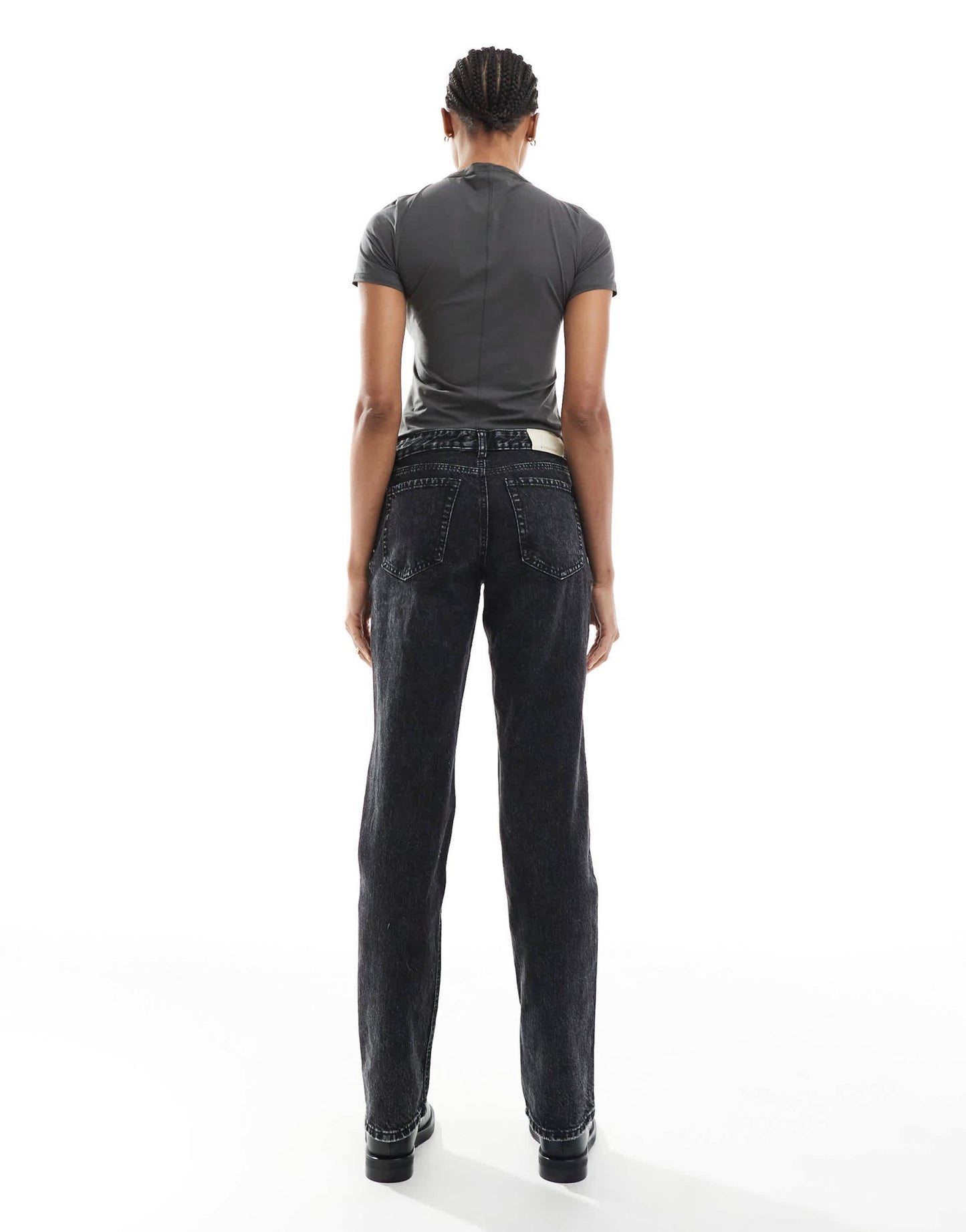 Stradivarius Tall D03 low waisted straight leg jean in black wash - ASOS Sample Sale