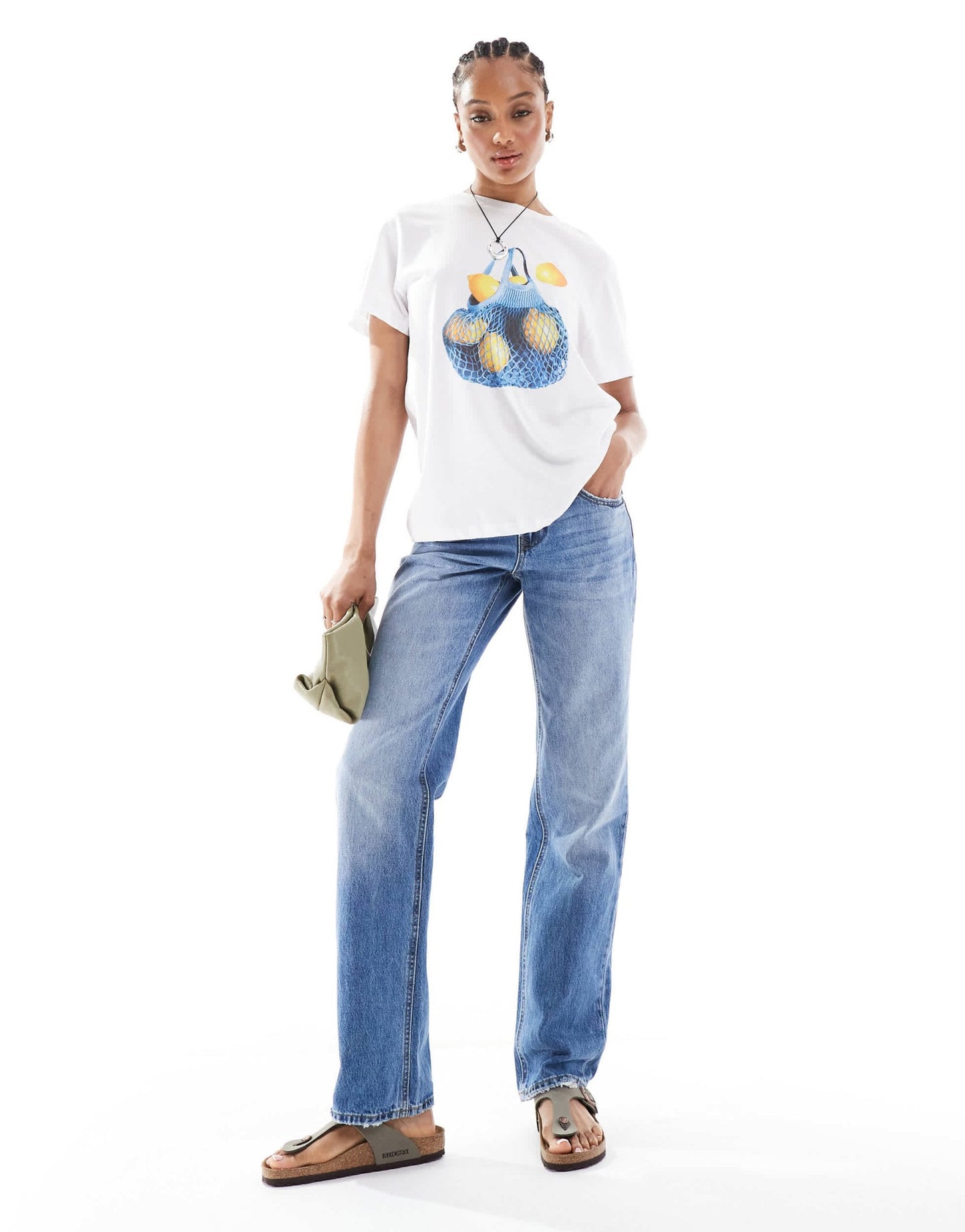 Stradivarius Tall D03 low waisted straight leg jean in mid blue wash - ASOS Sample Sale