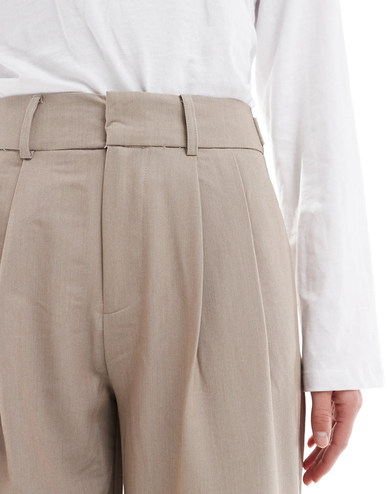 Stradivarius Tall pleated wide leg trousers in taupe - ASOS Sample Sale