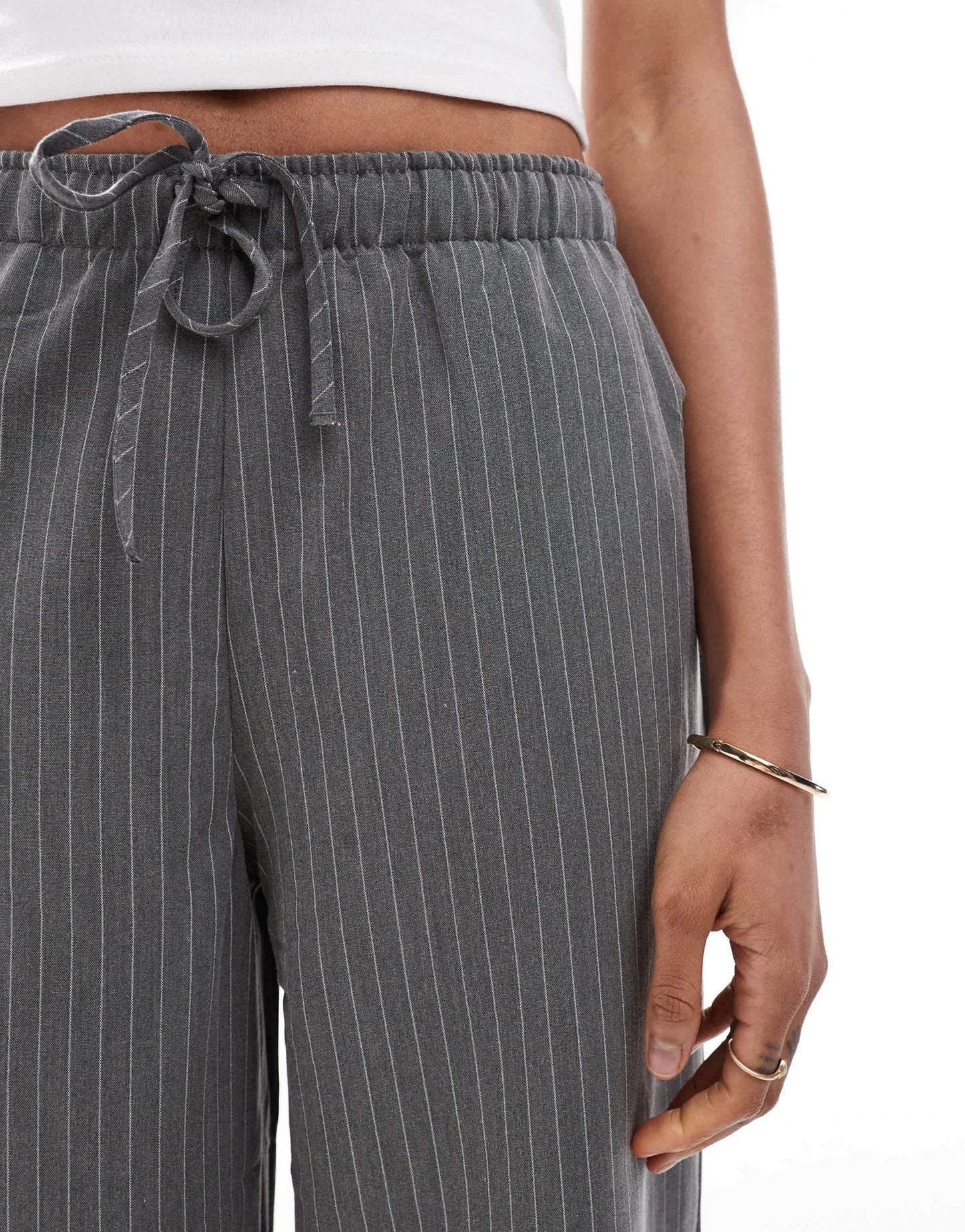 Stradivarius Tall pull on trouser in grey pinstripe - ASOS Sample Sale