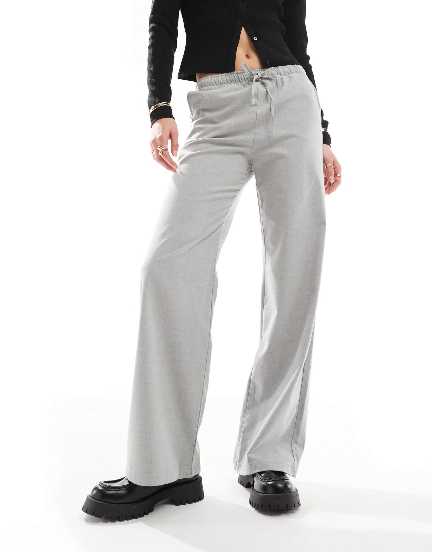Stradivarius Tall pull on trouser in light grey - ASOS Sample Sale