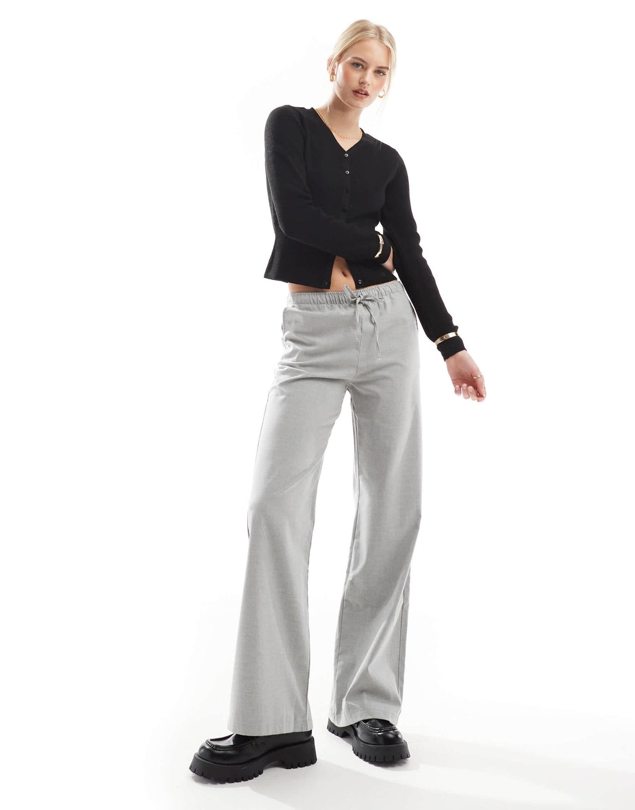 Stradivarius Tall pull on trouser in light grey - ASOS Sample Sale
