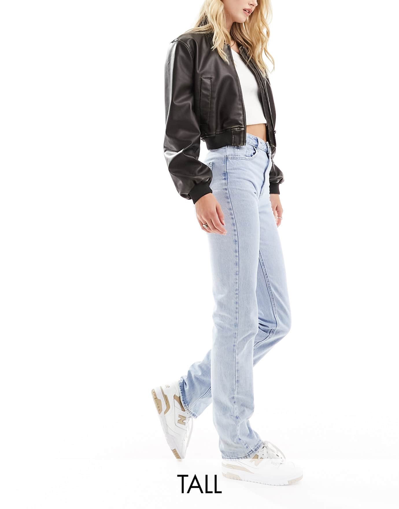 Stradivarius Tall STR straight leg jean in light wash blue - ASOS Sample Sale
