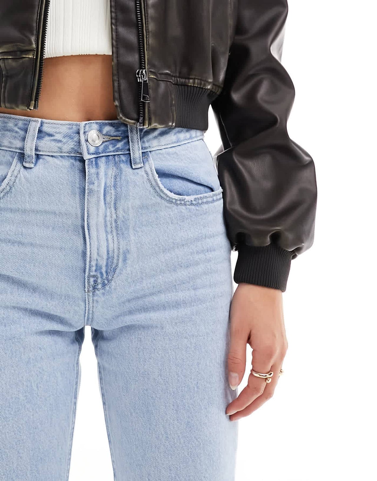 Stradivarius Tall STR straight leg jean in light wash blue - ASOS Sample Sale