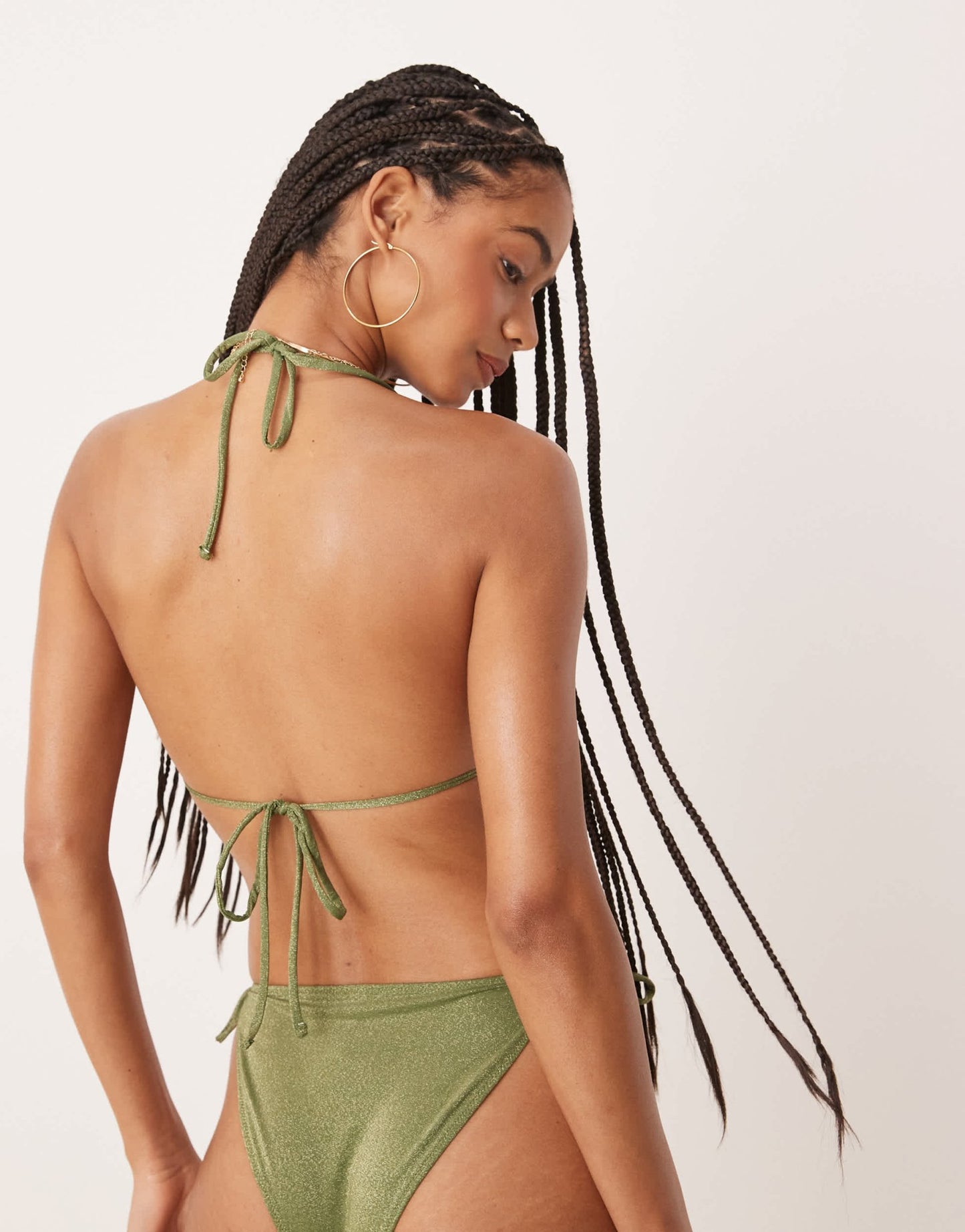 Stradivarius textured bikini top in khaki - ASOS Sample Sale