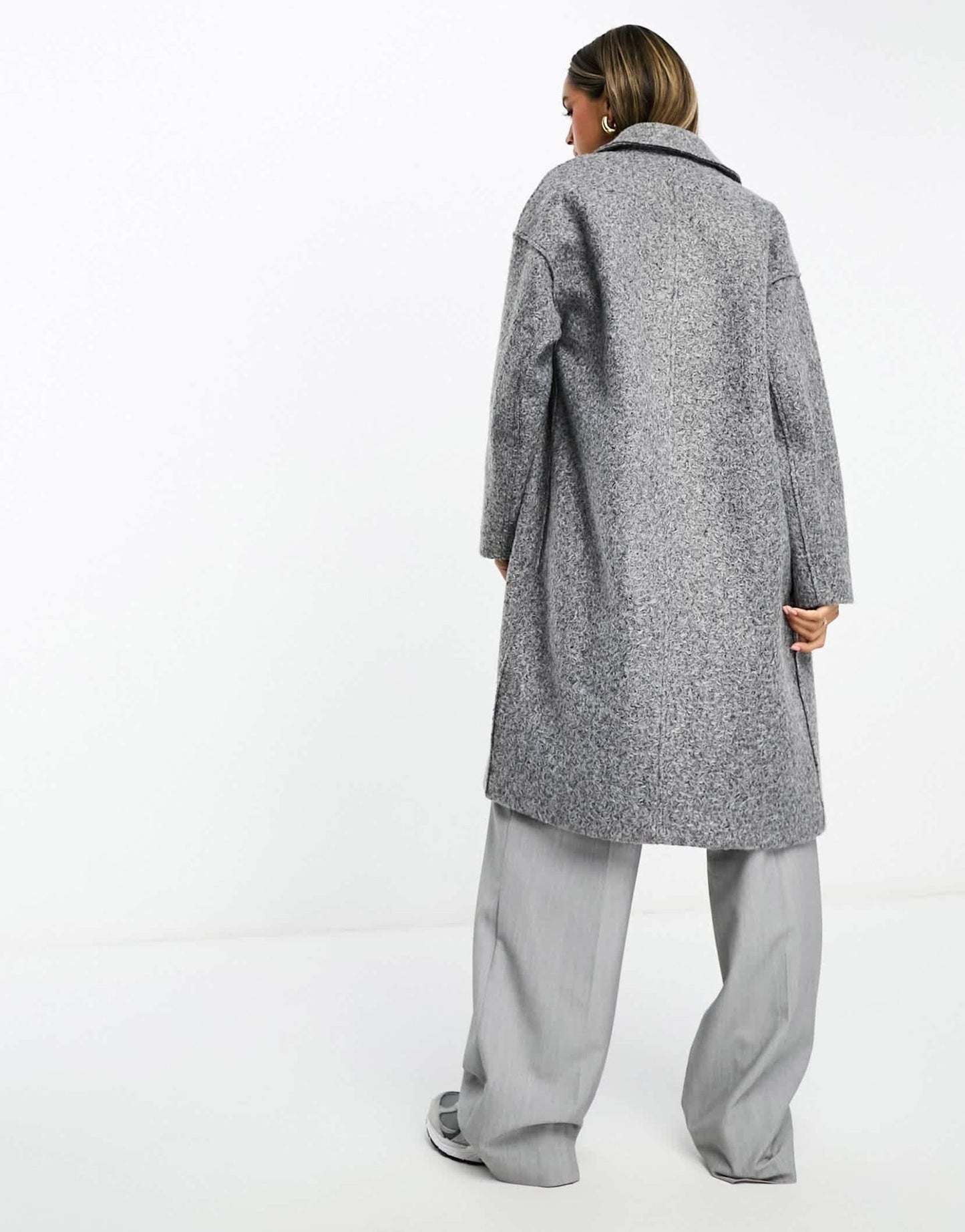 Stradivarius textured boucle coat in grey - ASOS Sample Sale