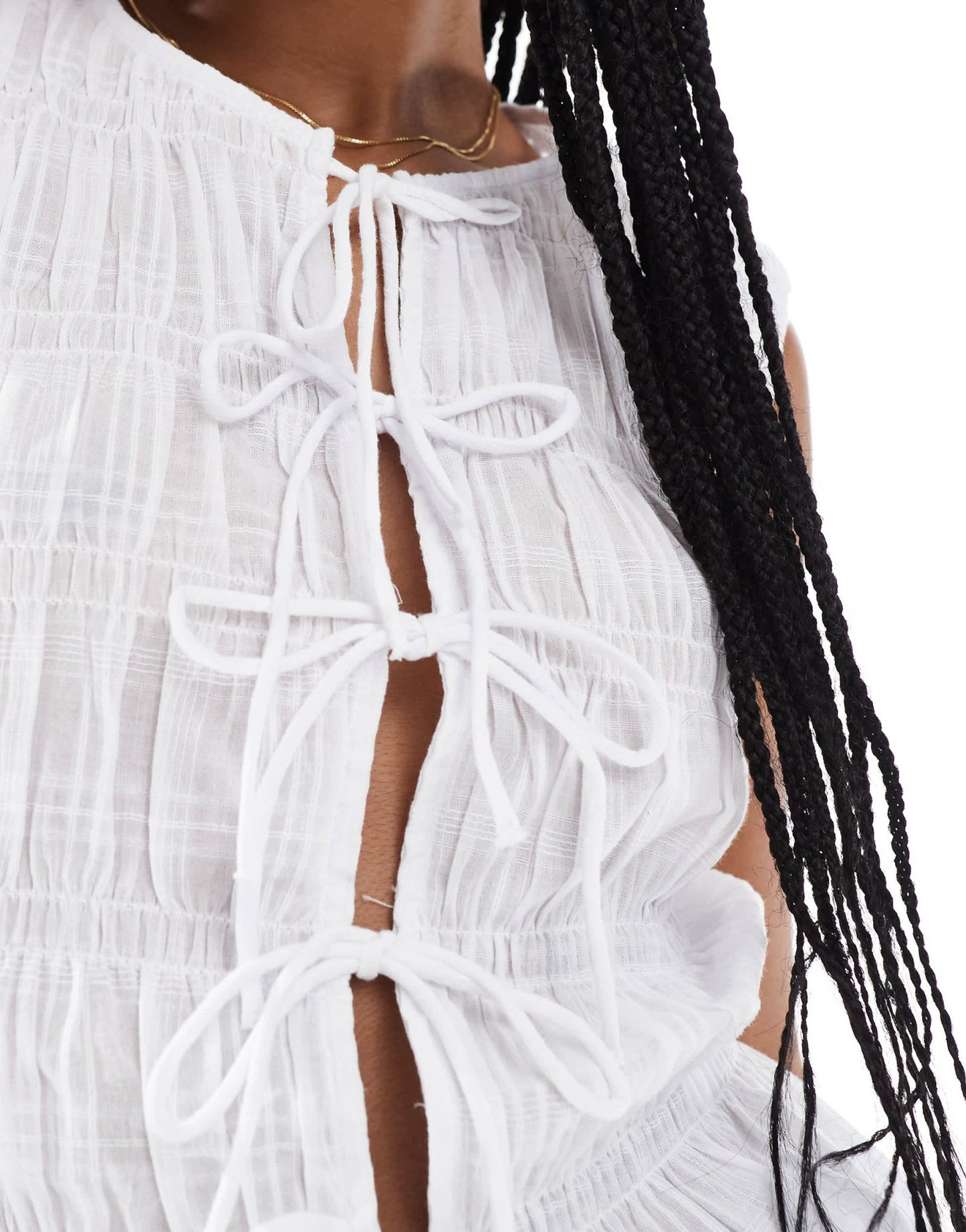 Stradivarius tie front vest top in white - ASOS Sample Sale