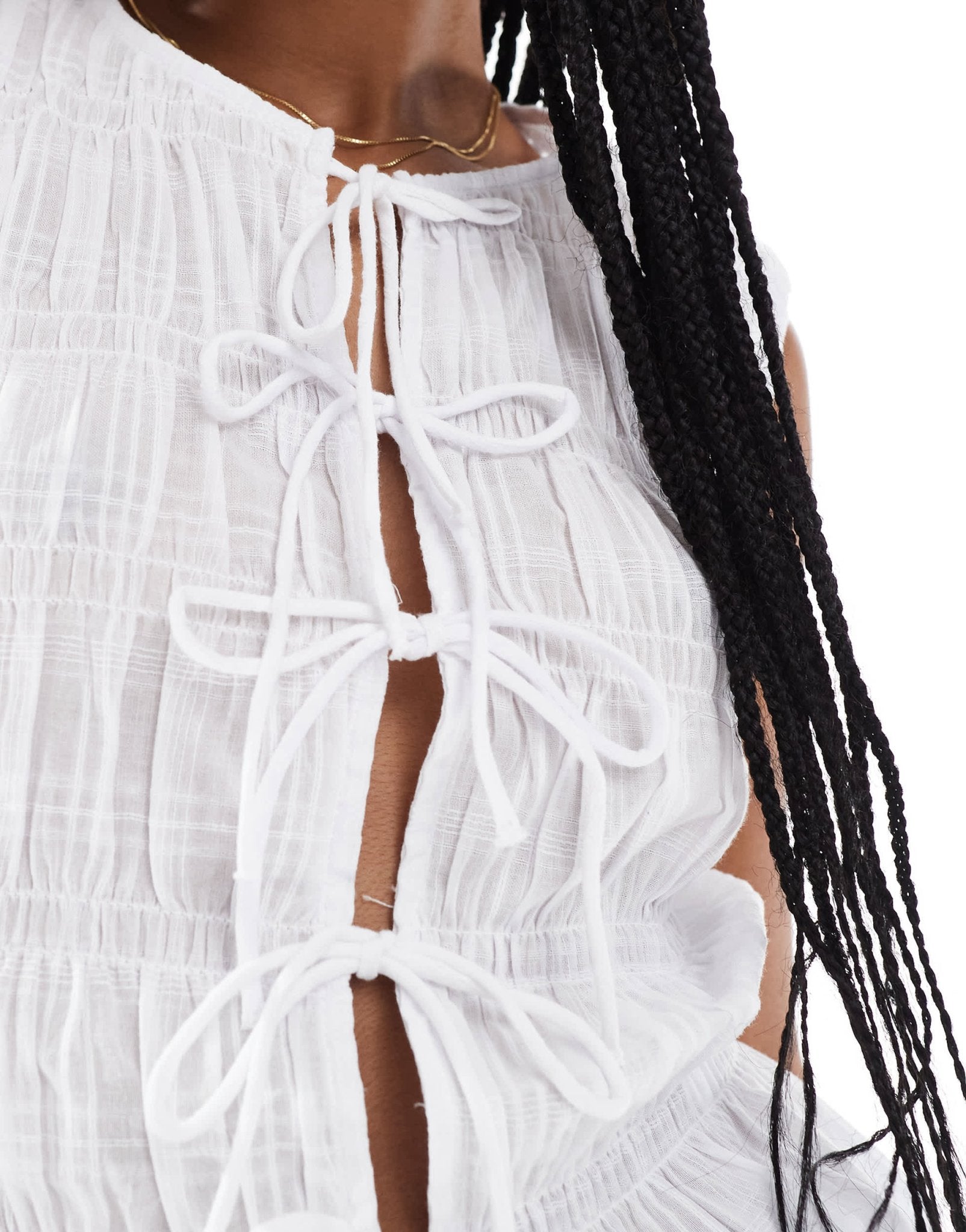 Stradivarius tie front vest top in white - ASOS Sample Sale