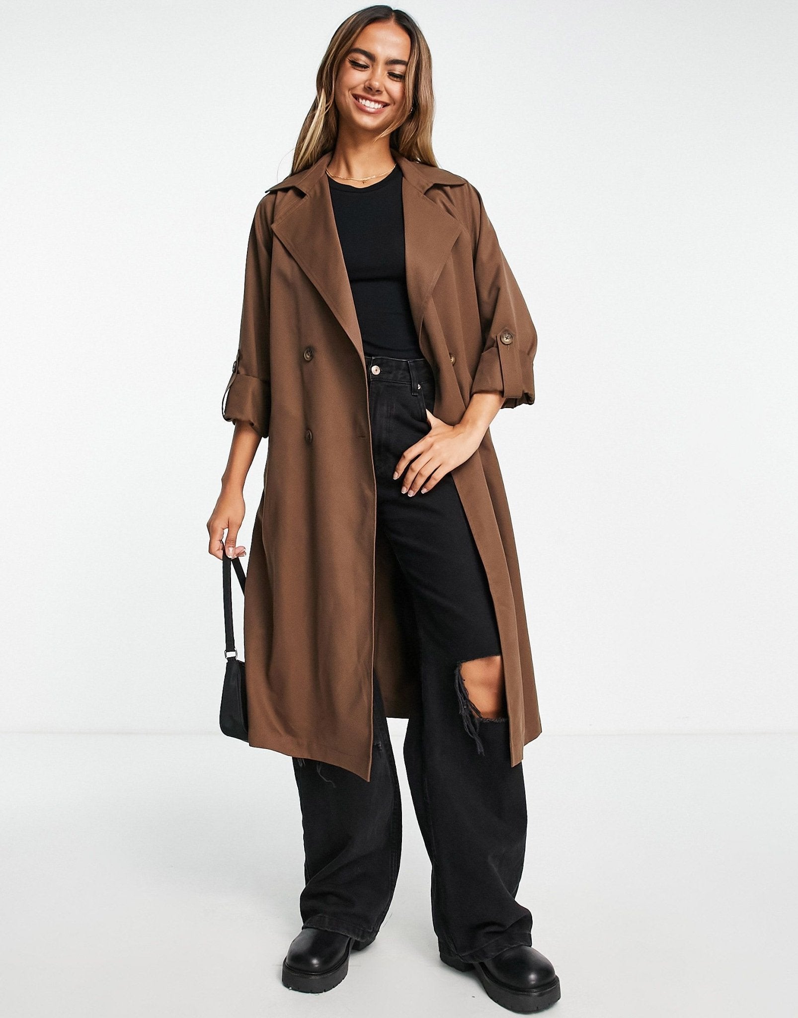 Stradivarius trench coat in brown - ASOS Sample Sale