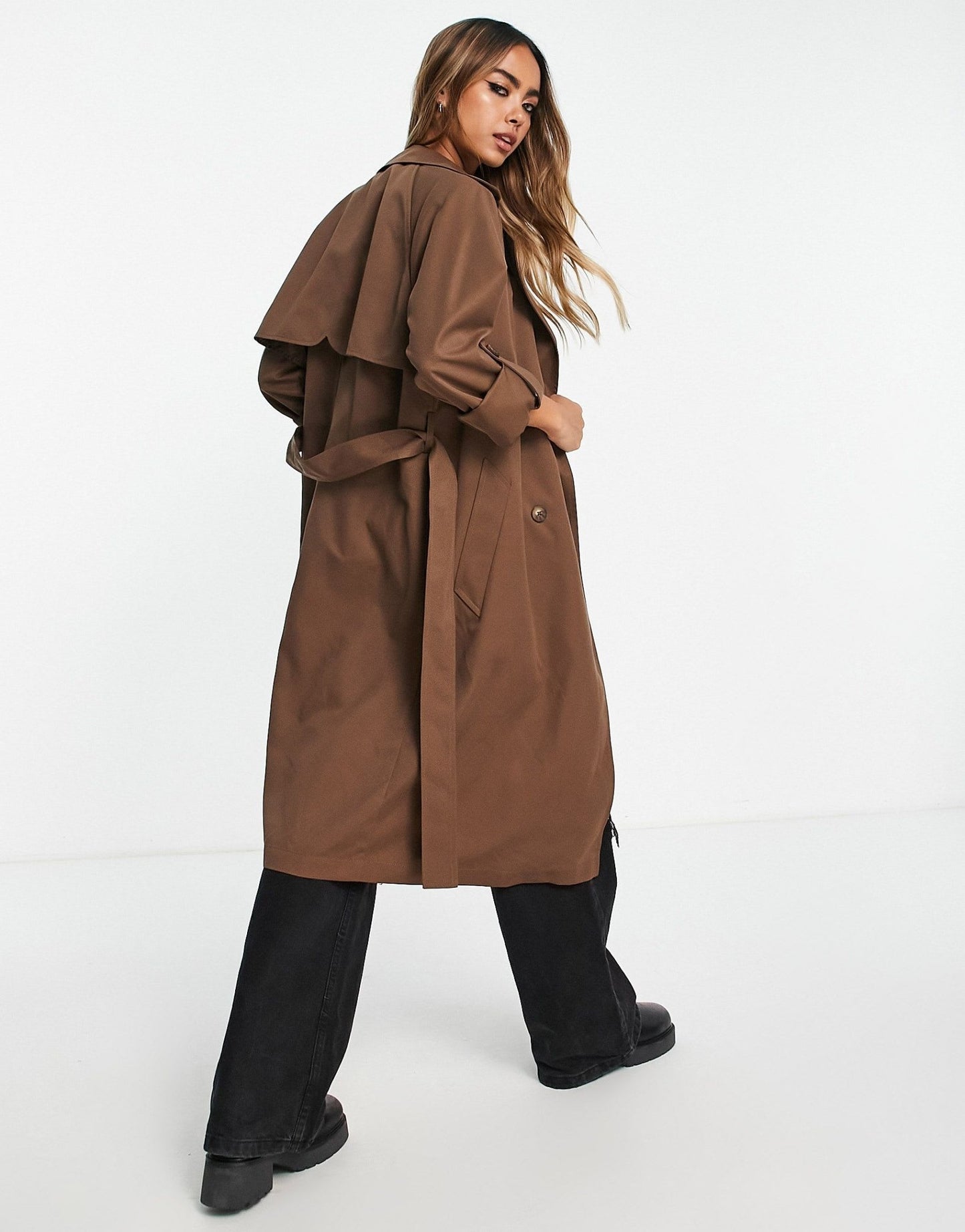 Stradivarius trench coat in brown - ASOS Sample Sale