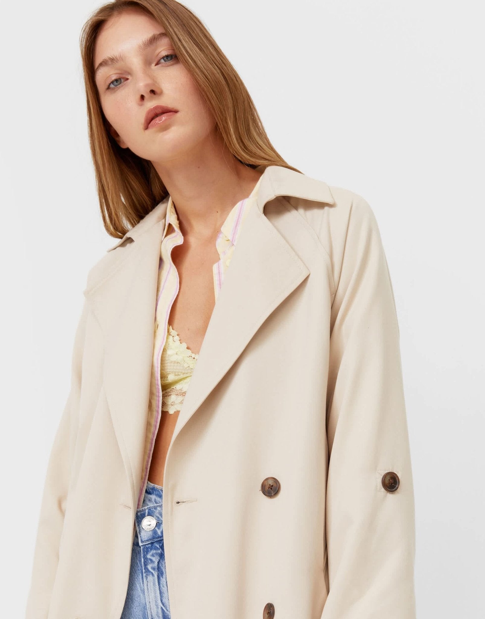 Stradivarius trench coat in light stone - ASOS Sample Sale