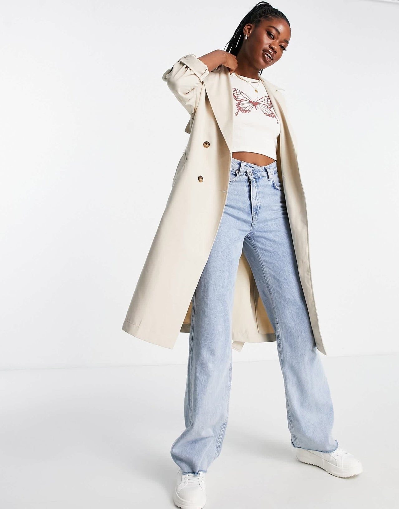 Stradivarius trench coat in light stone - ASOS Sample Sale